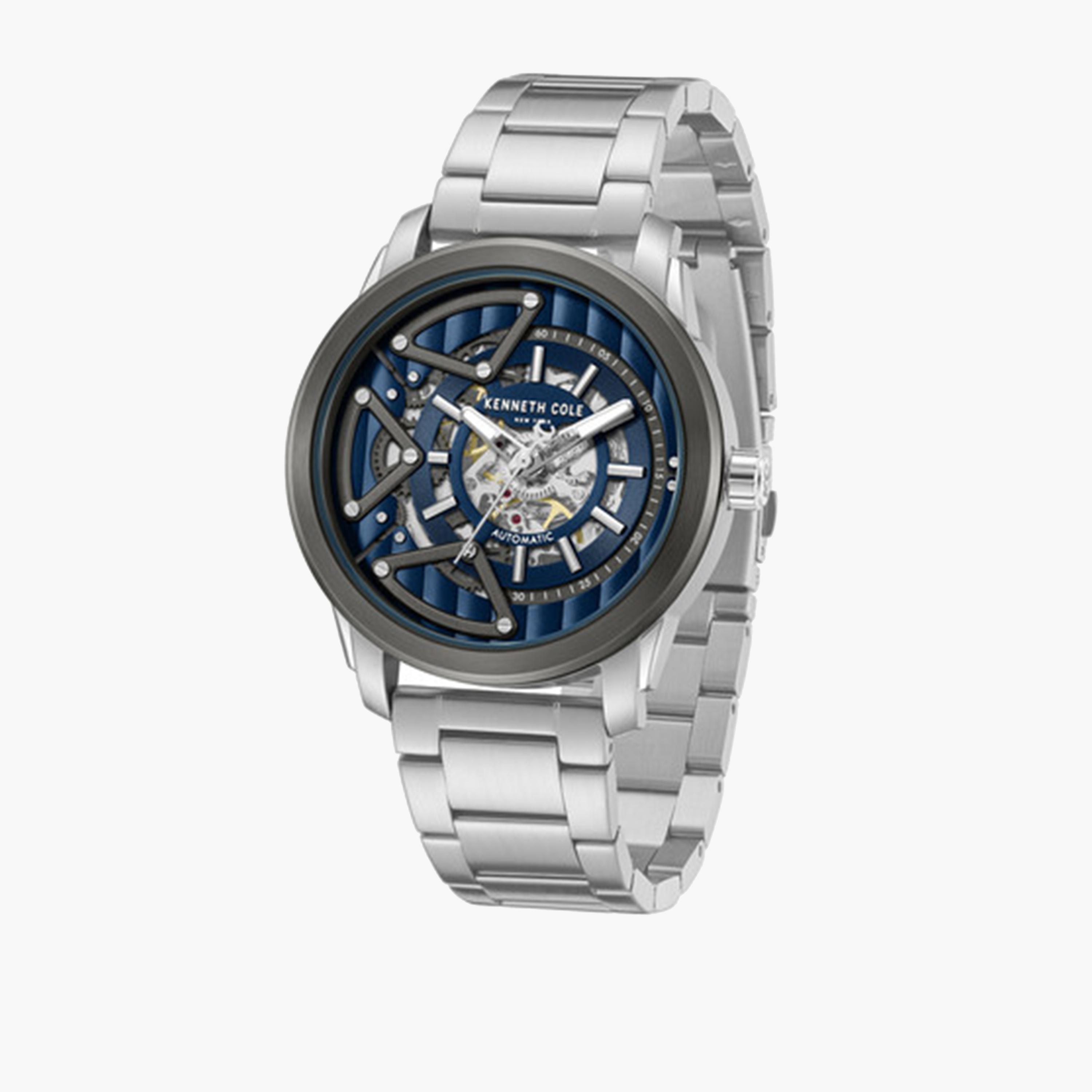 Kenneth Cole Men's 44MM Silver Automatic Stainless Steel Strap Watch | KCWGY0064903-men-watchesandjewellery-watches-image-4