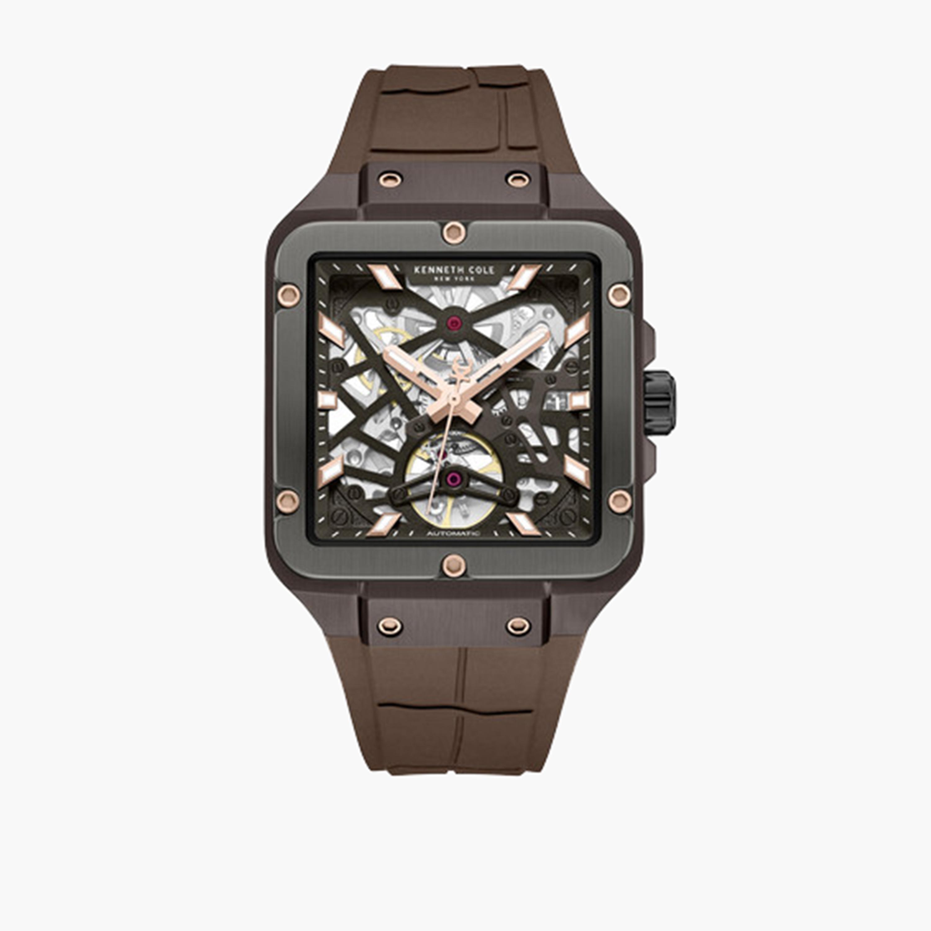 كينيث كول- ساعة اوتوماتيكية للرجال سوار سيليكون لون بني 41 مم | KCWGZ0065402-men-watchesandjewellery-watches-image-1