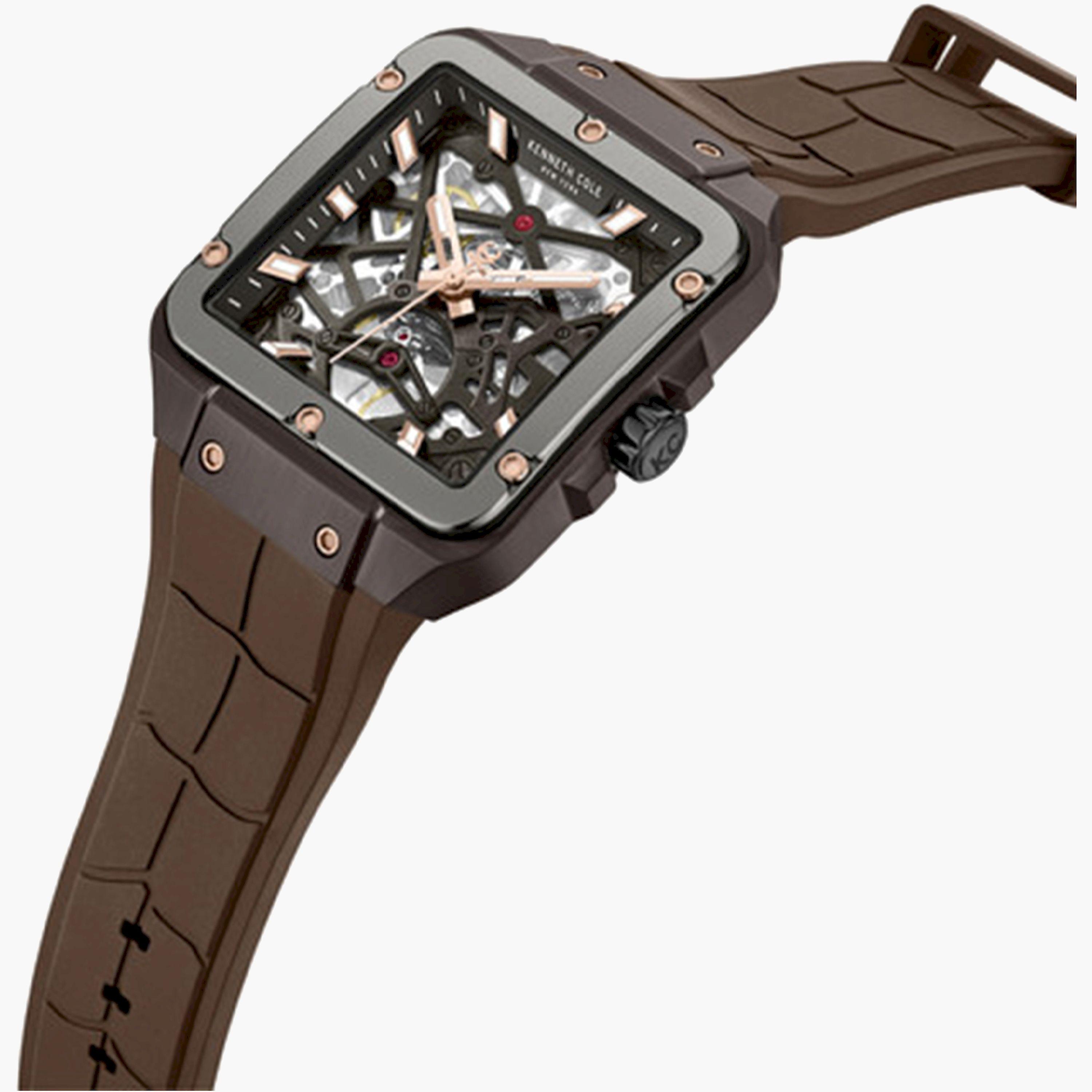 كينيث كول- ساعة اوتوماتيكية للرجال سوار سيليكون لون بني 41 مم | KCWGZ0065402-men-watchesandjewellery-watches-image-3