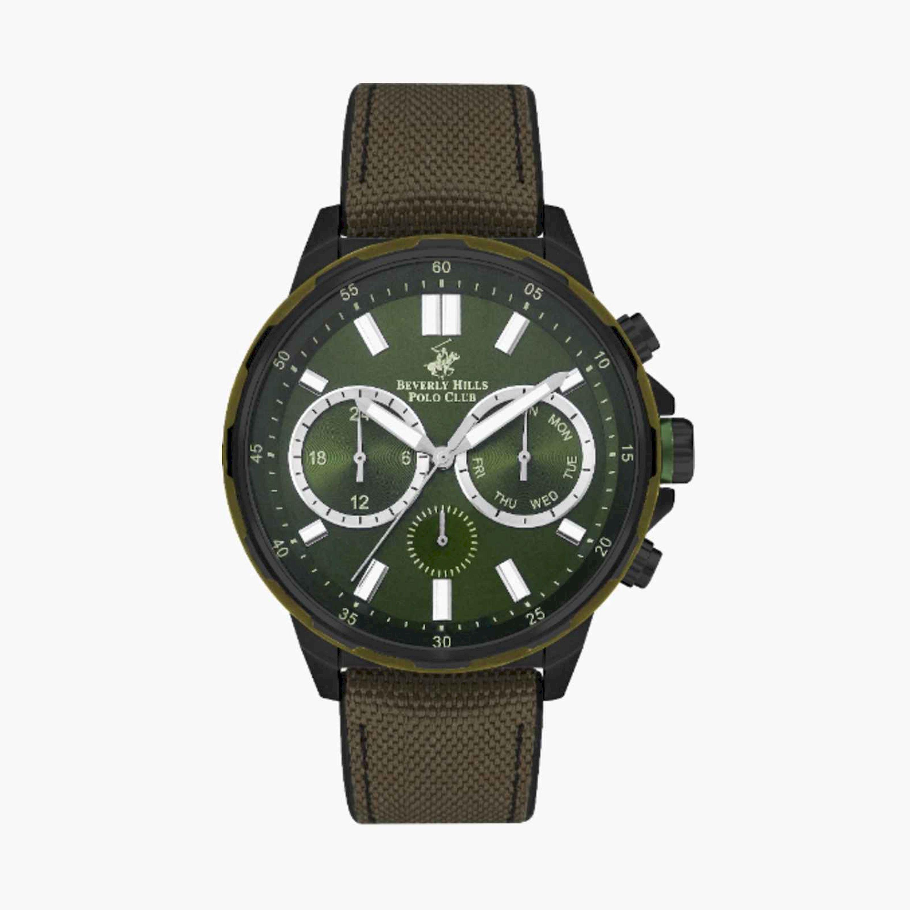 بيفرلي هيلز بولو كلوب- ساعة رجالية قماشية كرونوغراف لون أخضر  45مم | BP3402X.677-men-watchesandjewellery-watches-image-1