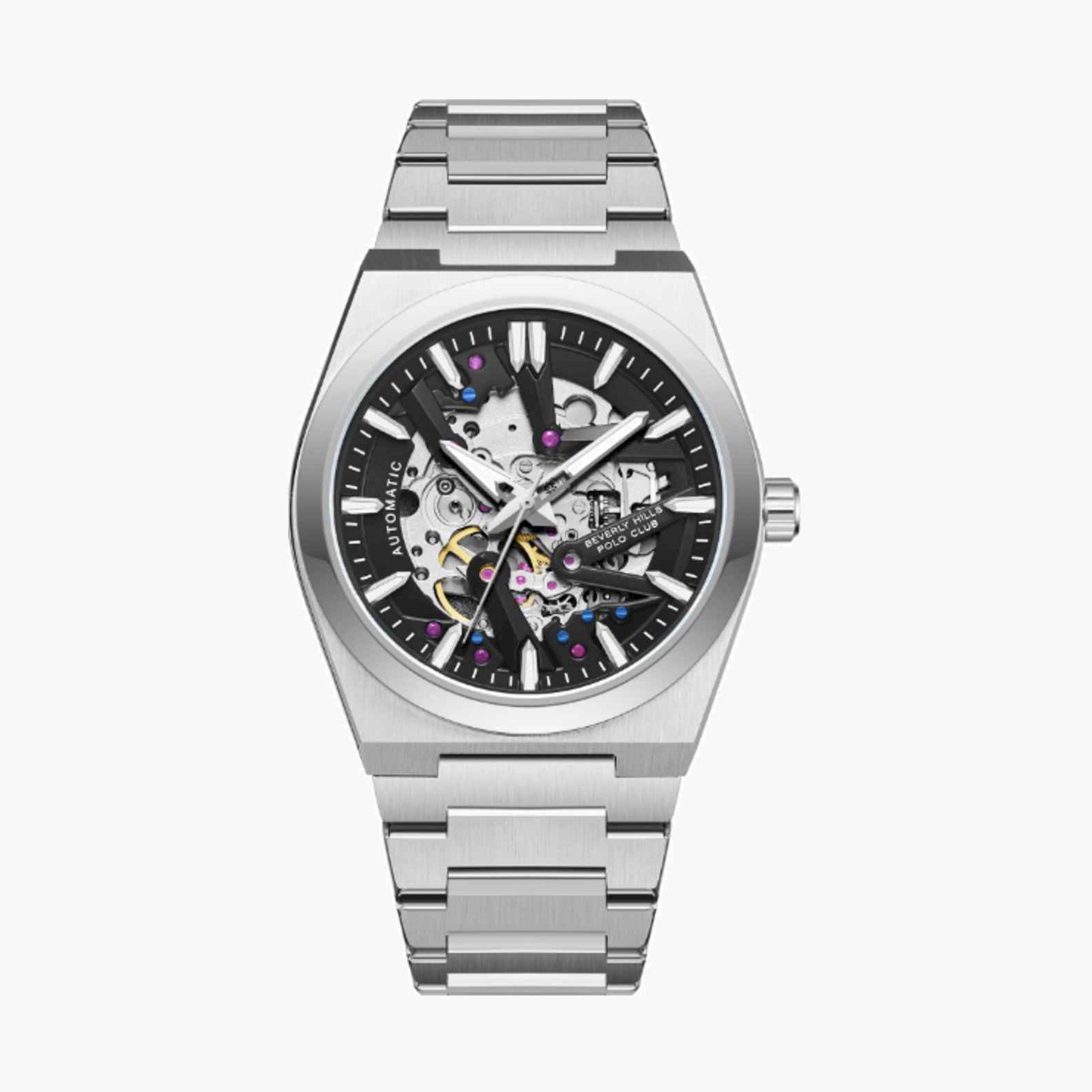 Beverly Hills Polo Club Men's 43MM Silver Automatic Metal Strap Watch | BP3731X.350-men-watchesandjewellery-watches-image-1