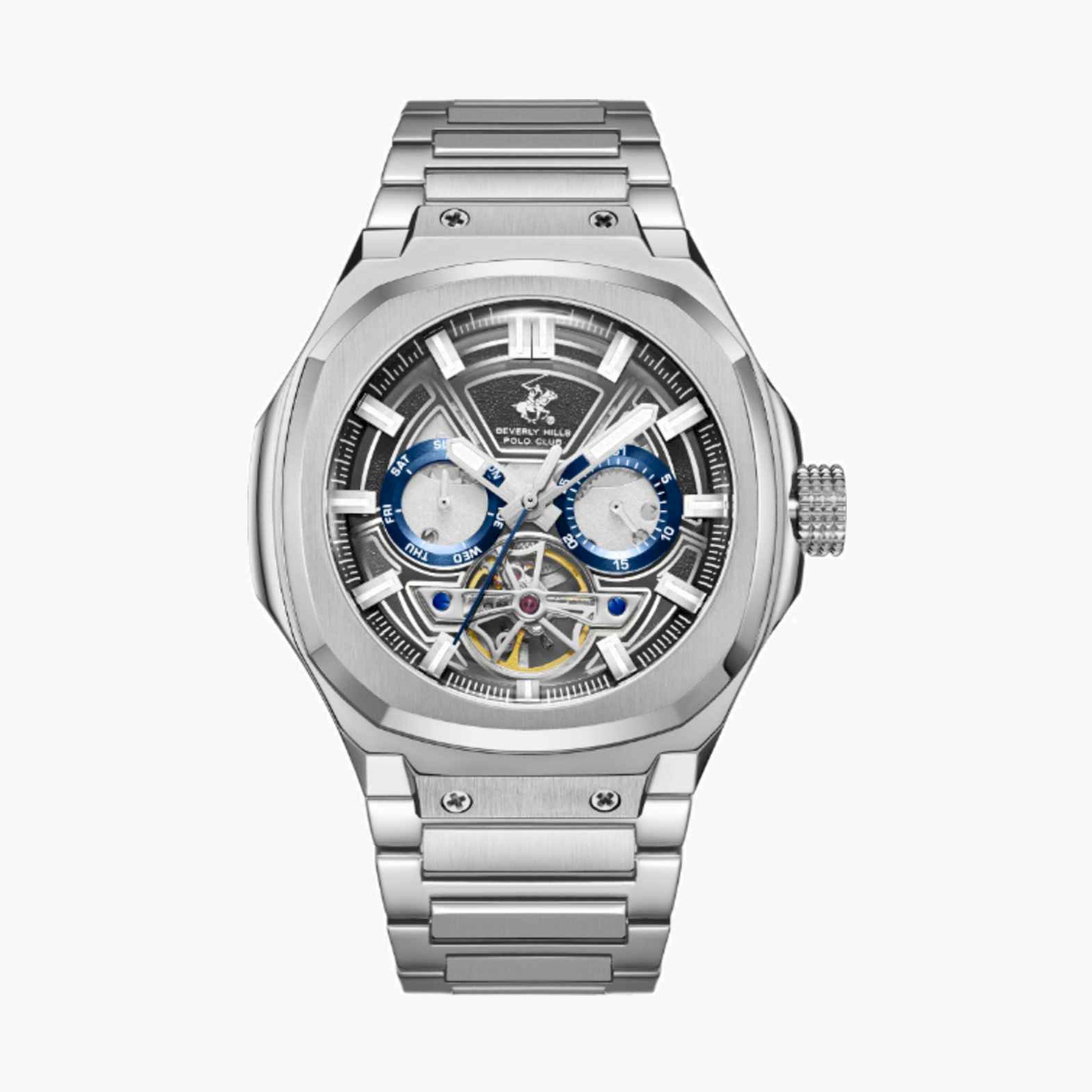 Beverly Hills Polo Club Men's 46MM Silver Chronograph Metal Strap Watch | BP3749X.390-men-watchesandjewellery-watches-image-1