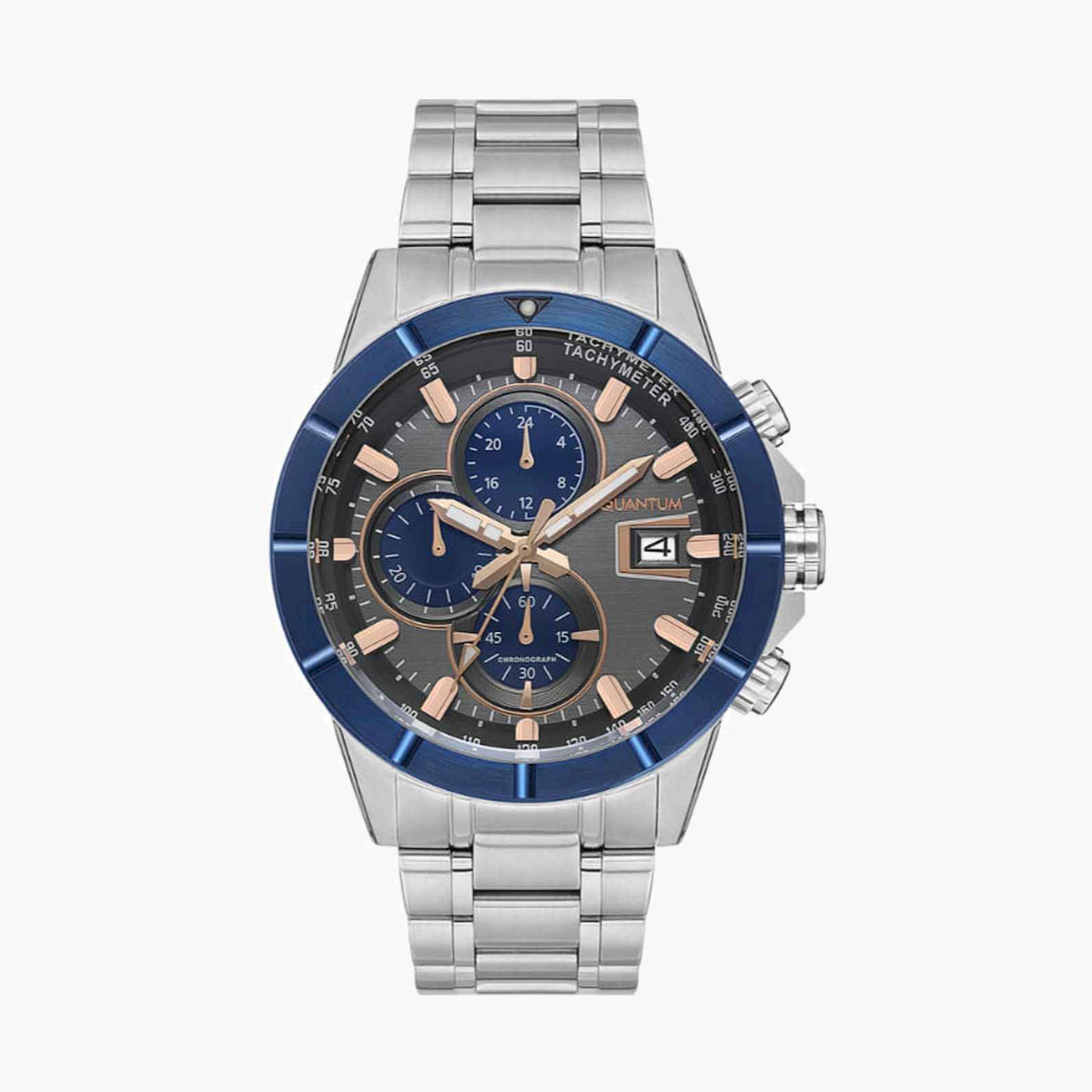 Quantum Men's 47MM Silver Chronograph Metal Strap Watch | HNG1067.360-men-watchesandjewellery-watches-image-1