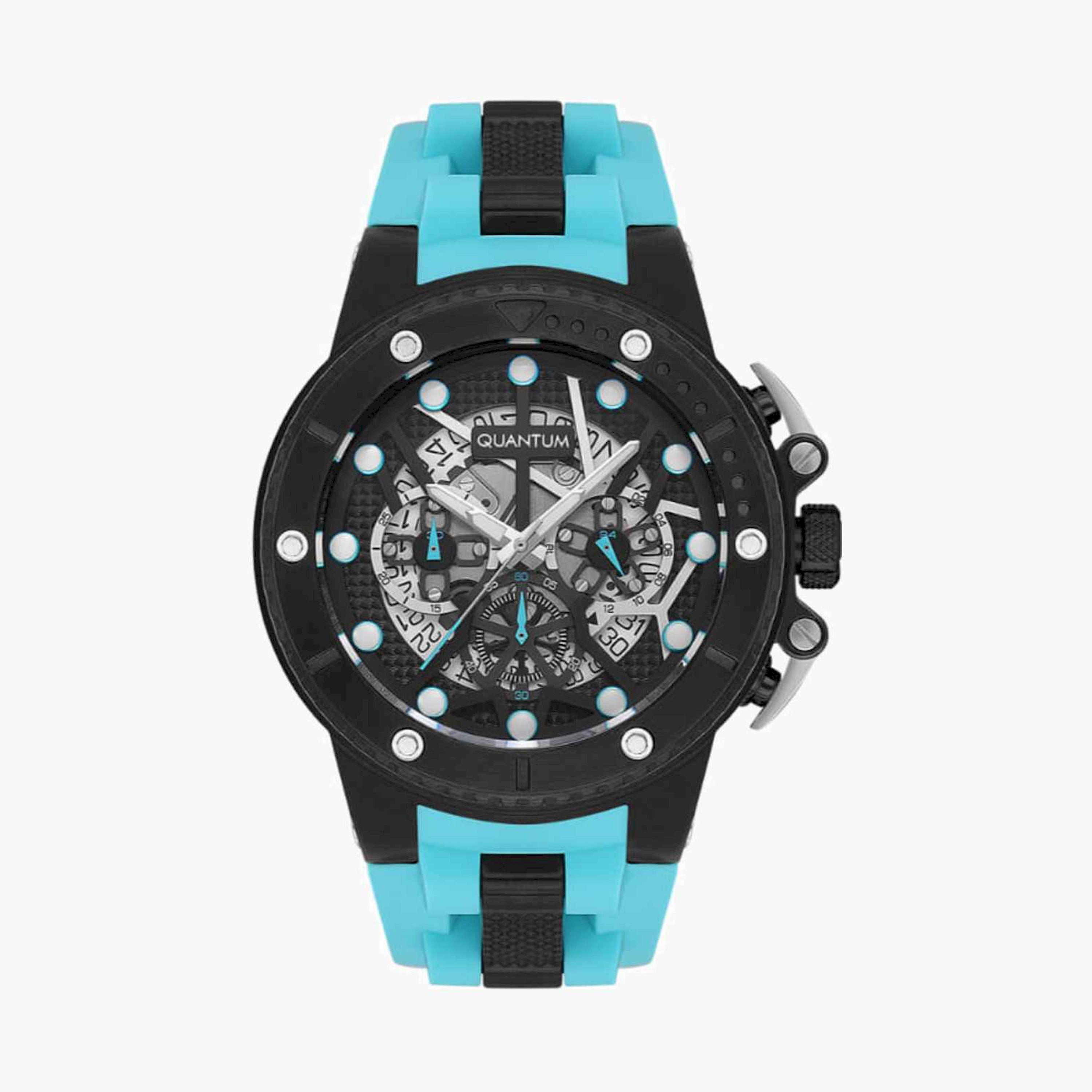 كوانتوم- ساعة رجالية كرونوغراف سيليكون لون أزرق  53مم | HNG535.650-men-watchesandjewellery-watches-image-1