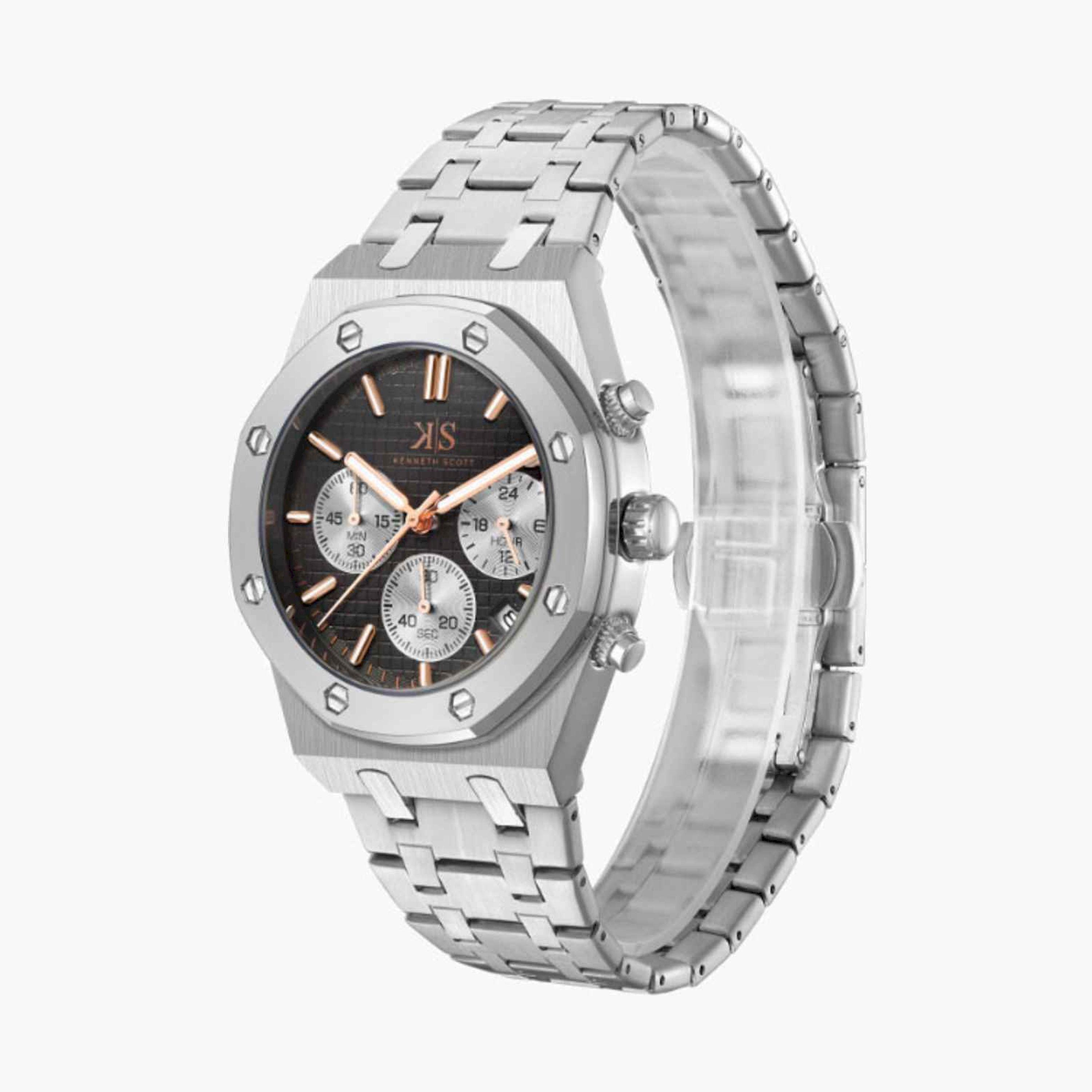 كينيث سكوت- ساعة رجالية كرونوغراف ستانلس ستيل لون فضي  42مم | K24112-SBSB-men-watchesandjewellery-watches-image-2