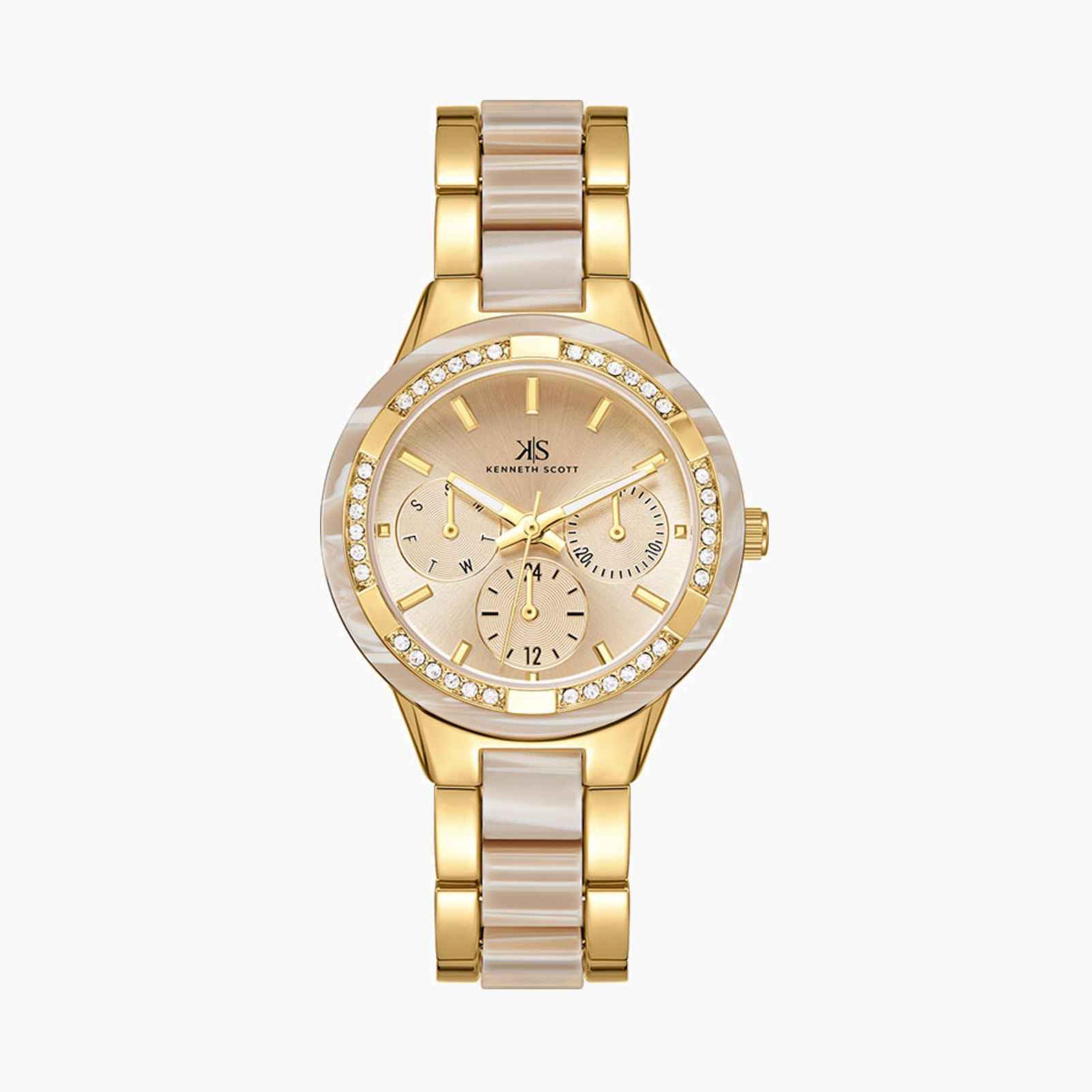 Kenneth Scott Women's 36MM Multicolour Analog Metal Strap Watch | K24604-GCCI-women-watchesandjewellery-watches-image-1
