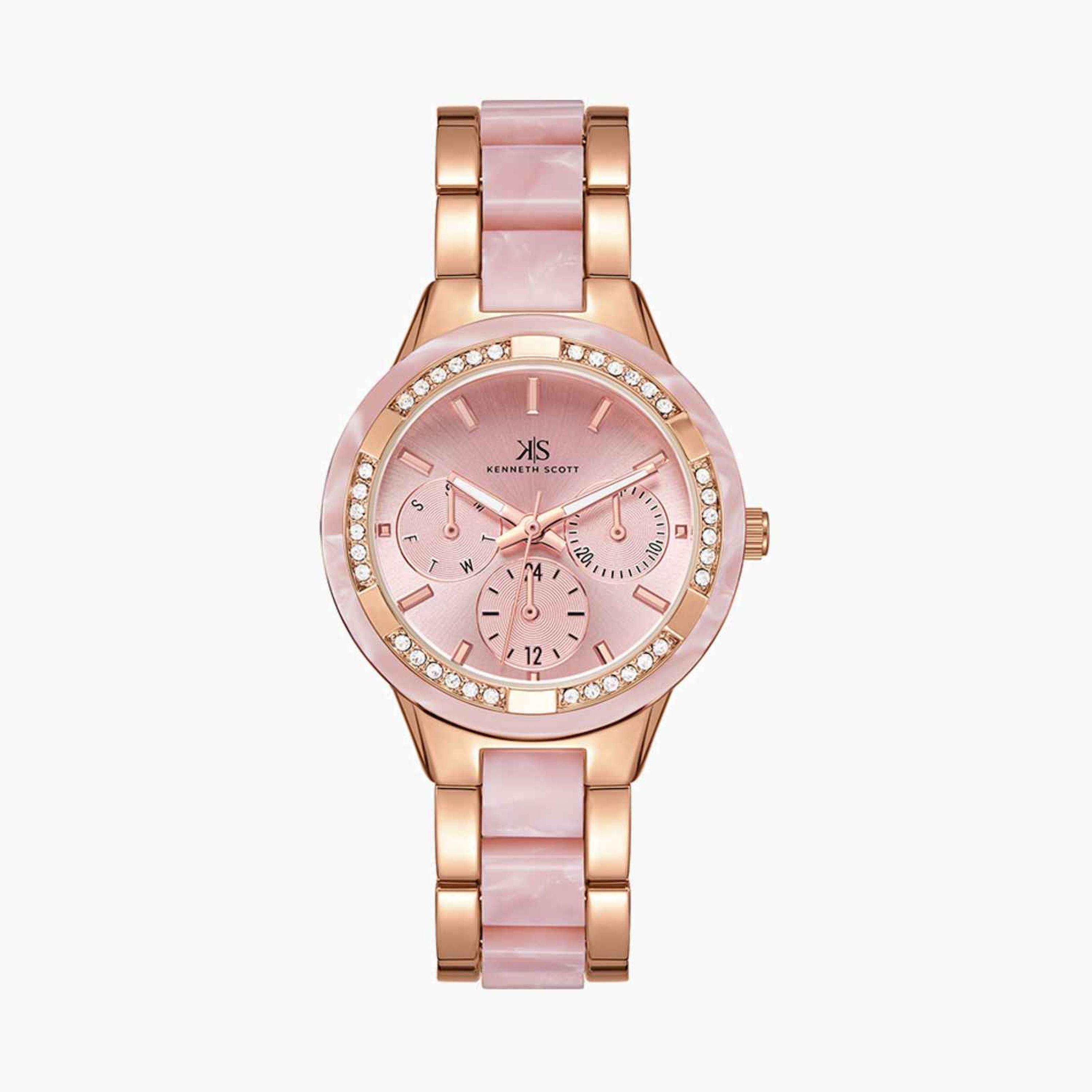 Kenneth Scott Women's 36MM Multicolour Analog Metal Strap Watch | K24604-RCPP-women-watchesandjewellery-watches-image-1