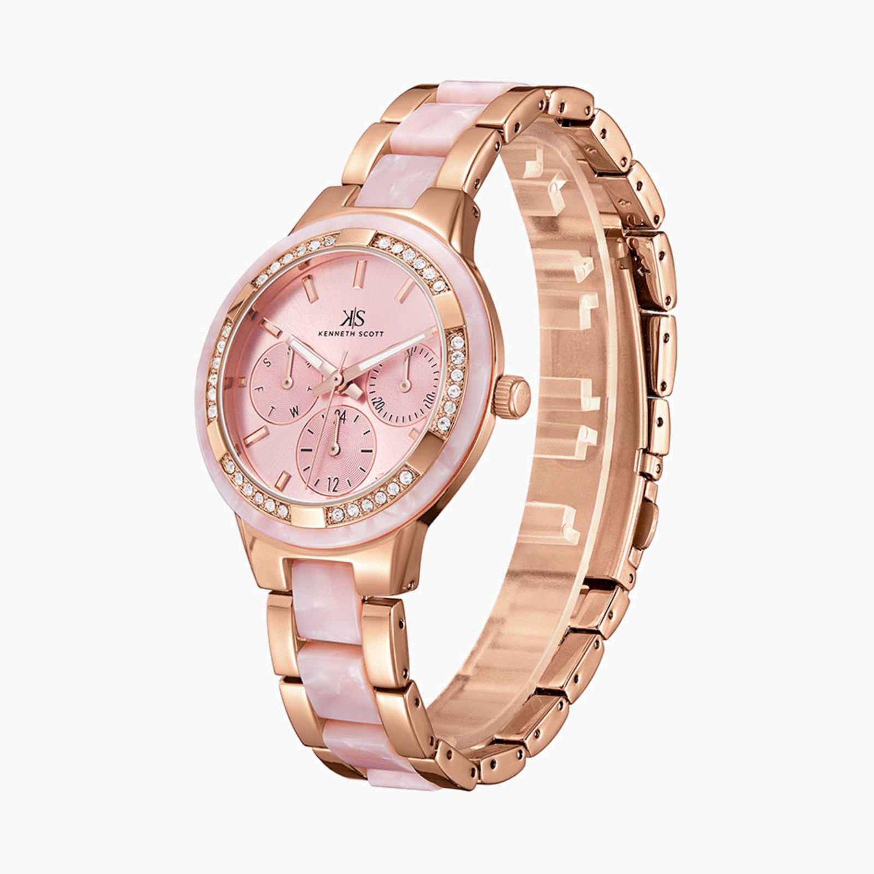 Kenneth Scott Women's 36MM Multicolour Analog Metal Strap Watch | K24604-RCPP-women-watchesandjewellery-watches-image-2