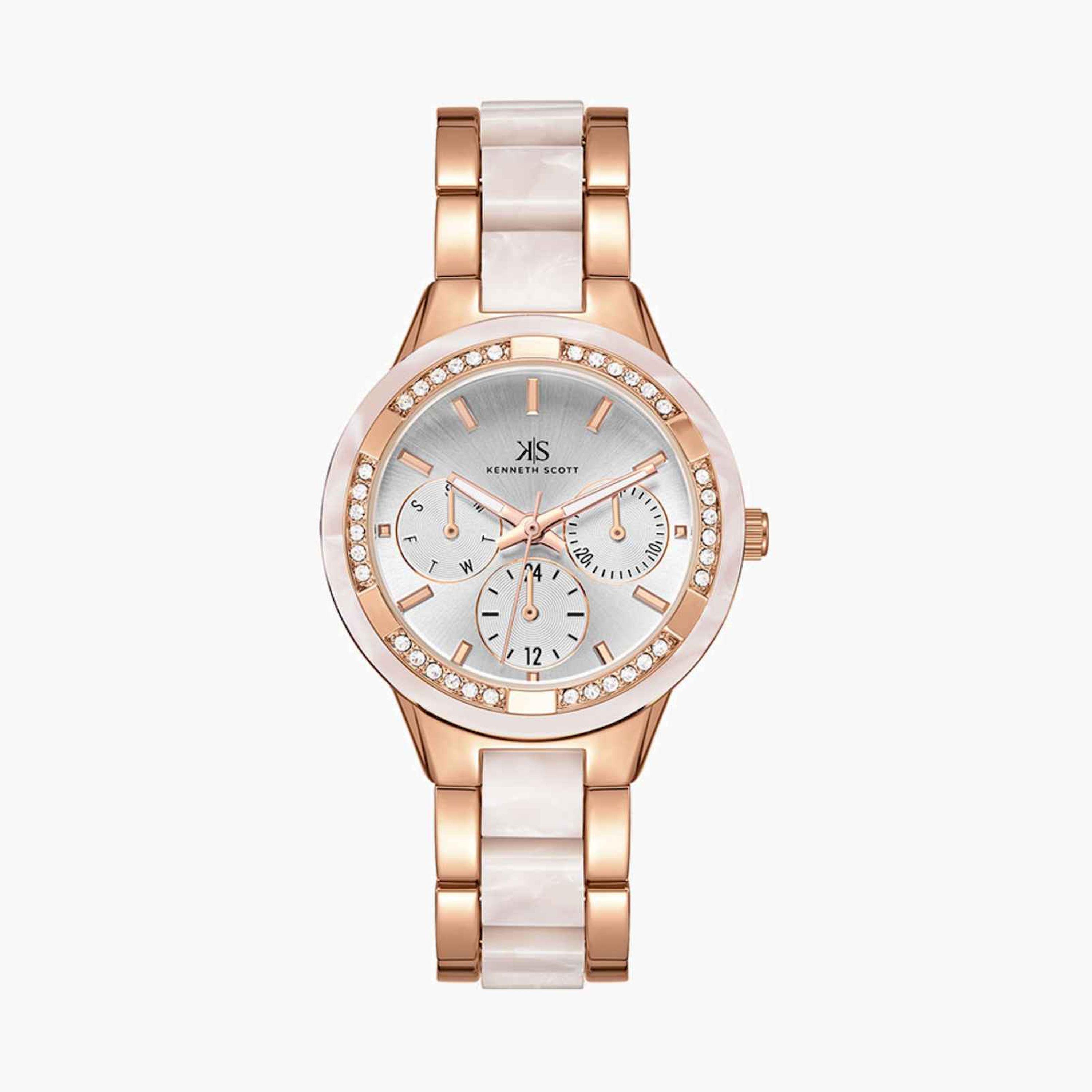 Kenneth Scott Women's 36MM Multicolour Analog Metal Strap Watch | K24604-RCWW-women-watchesandjewellery-watches-image-1