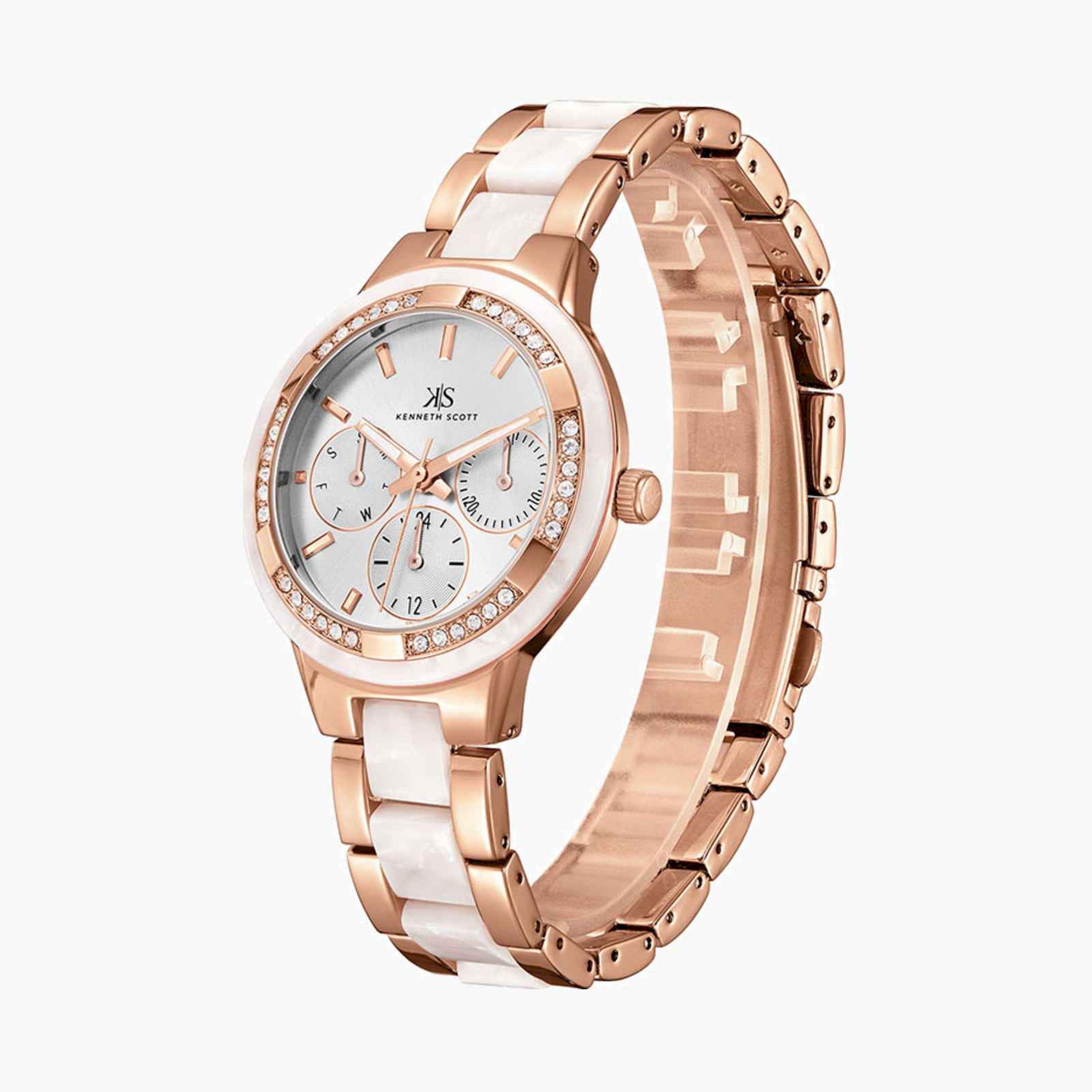 Kenneth Scott Women's 36MM Multicolour Analog Metal Strap Watch | K24604-RCWW-women-watchesandjewellery-watches-image-2