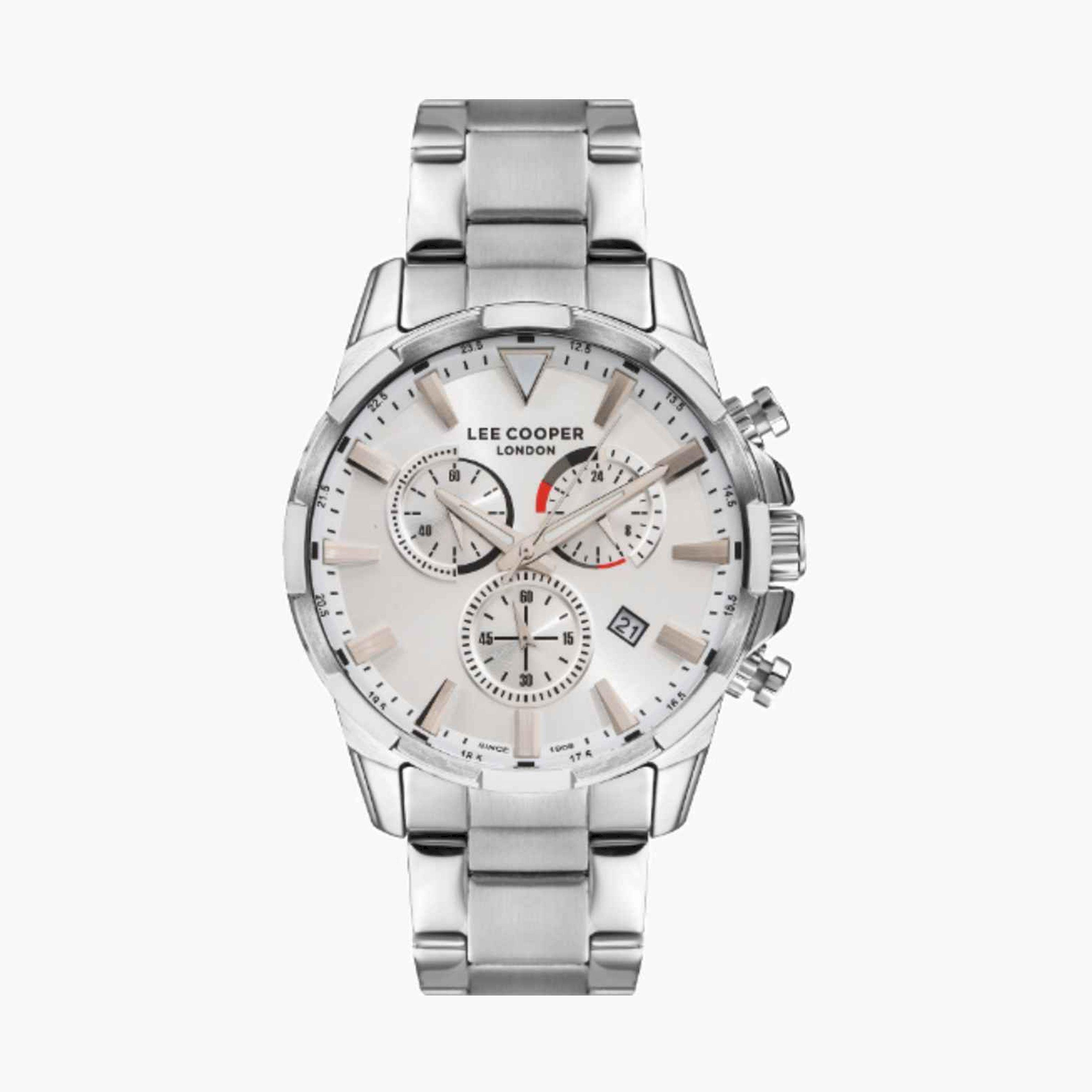 Lee Cooper Men's 46MM Silver Chronograph Metal Strap Watch | LC07385.330-men-watchesandjewellery-watches-image-1