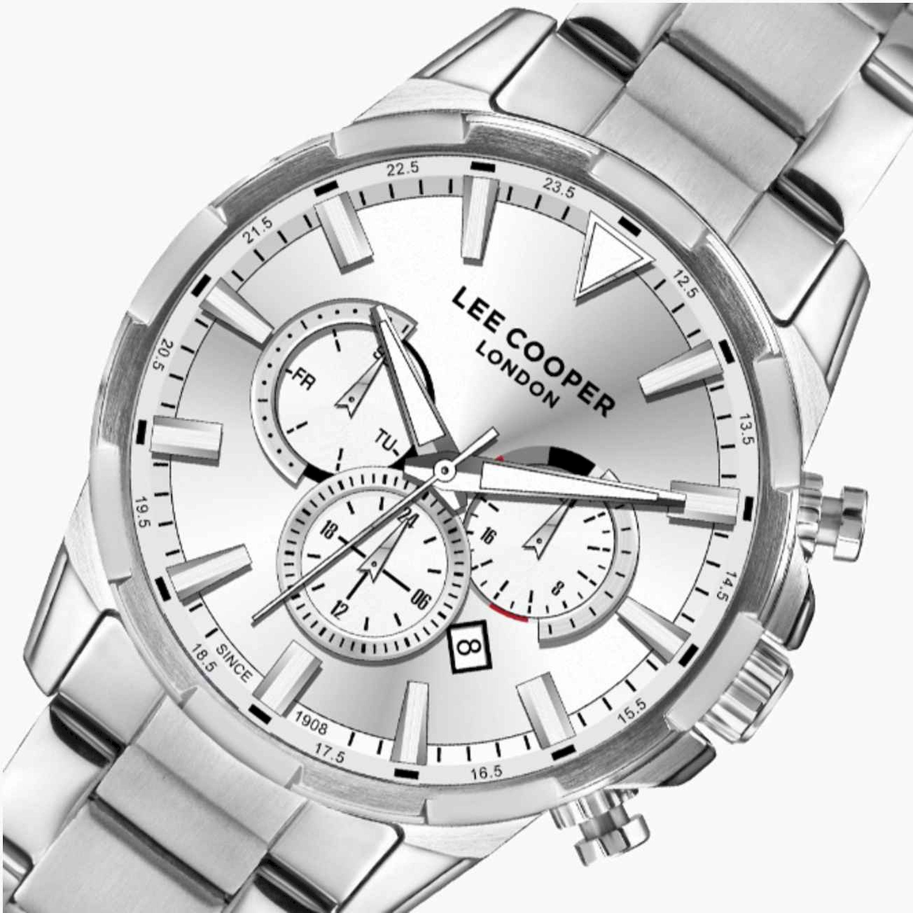 Lee Cooper Men's 46MM Silver Chronograph Metal Strap Watch | LC07385.330-men-watchesandjewellery-watches-image-5