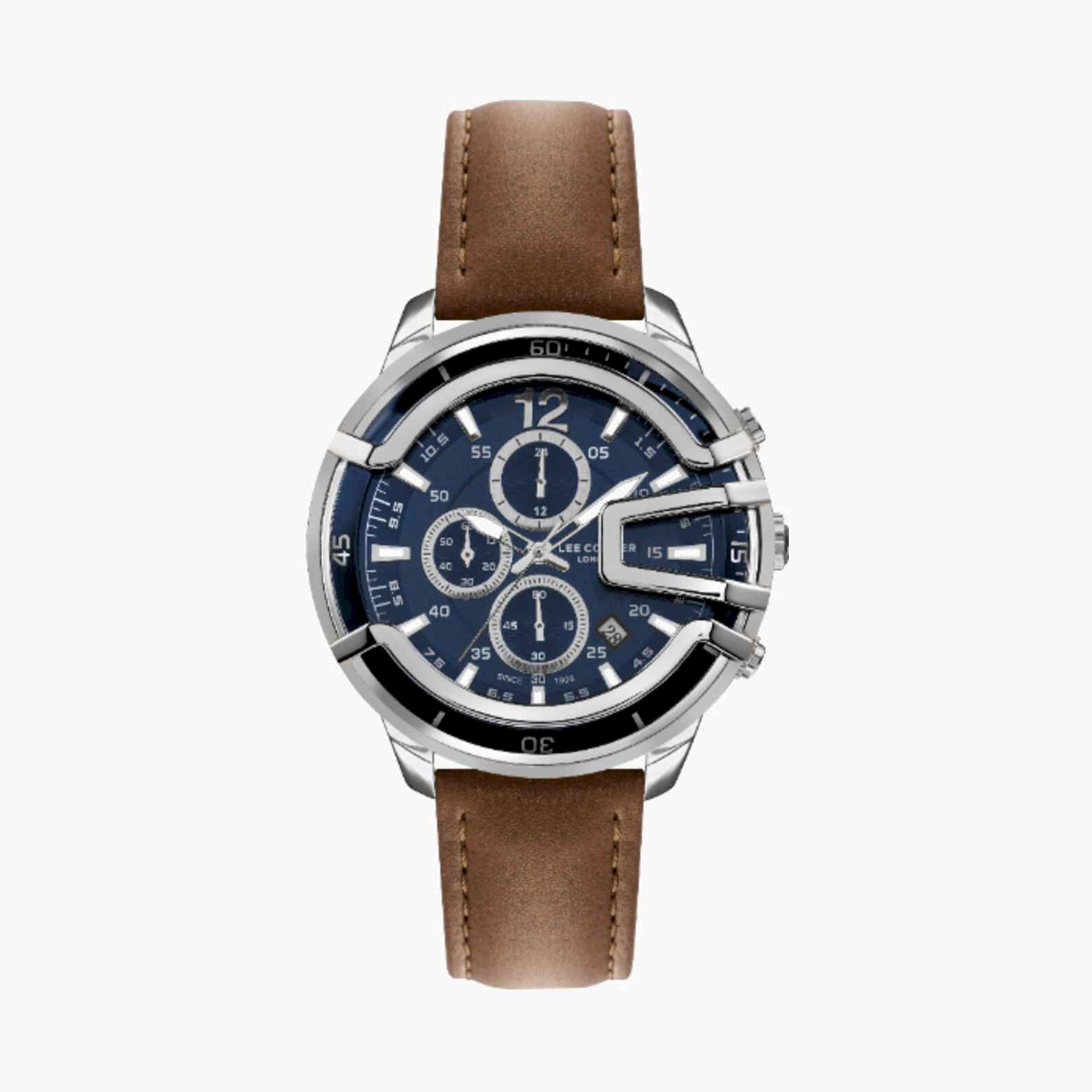 Lee Cooper Men's 48MM Brown Chronograph Leather Strap Watch | LC07468.392-men-watchesandjewellery-watches-image-1