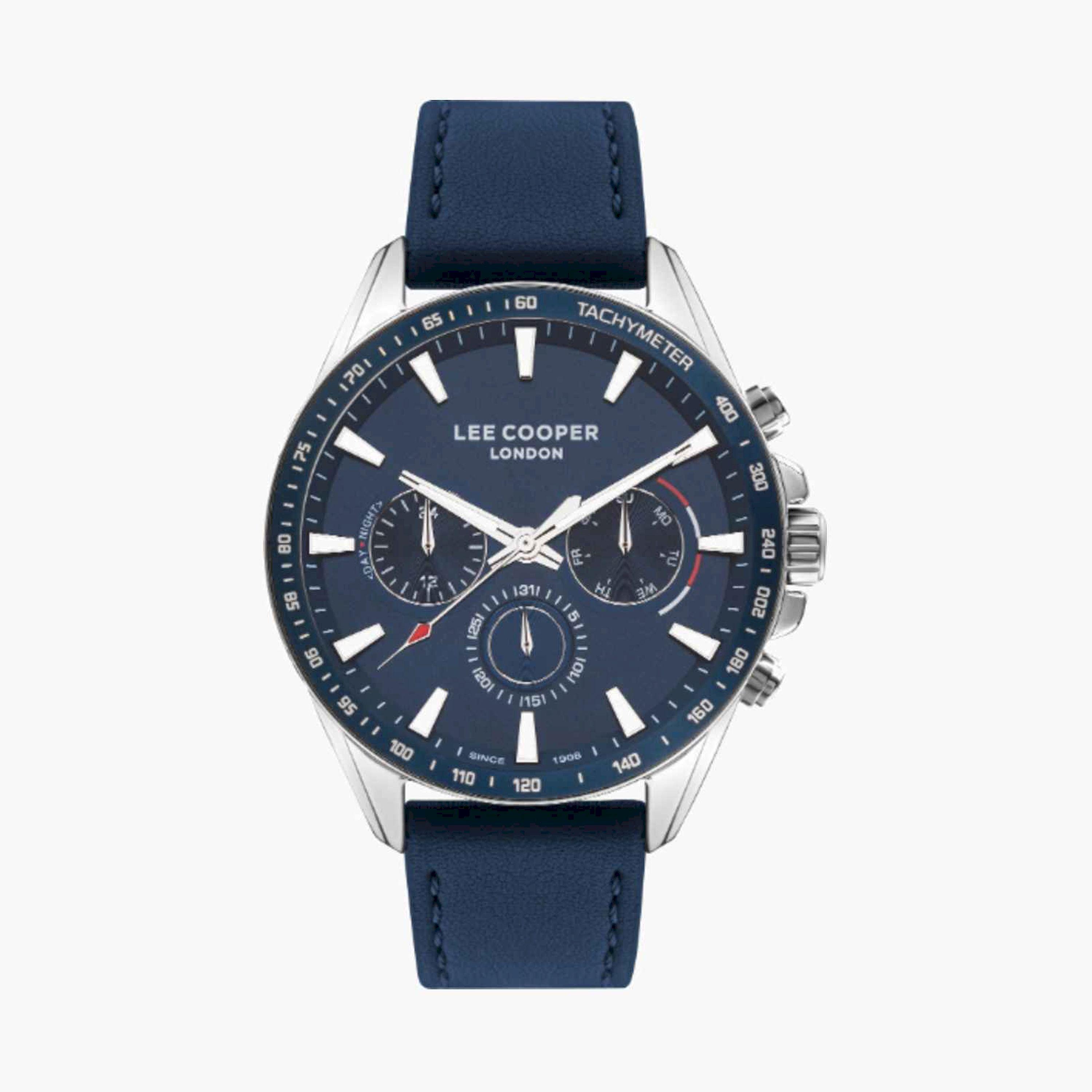 Lee Cooper Men's 46MM Blue Chronograph Leather Strap Watch | LC07598.399-men-watchesandjewellery-watches-image-1