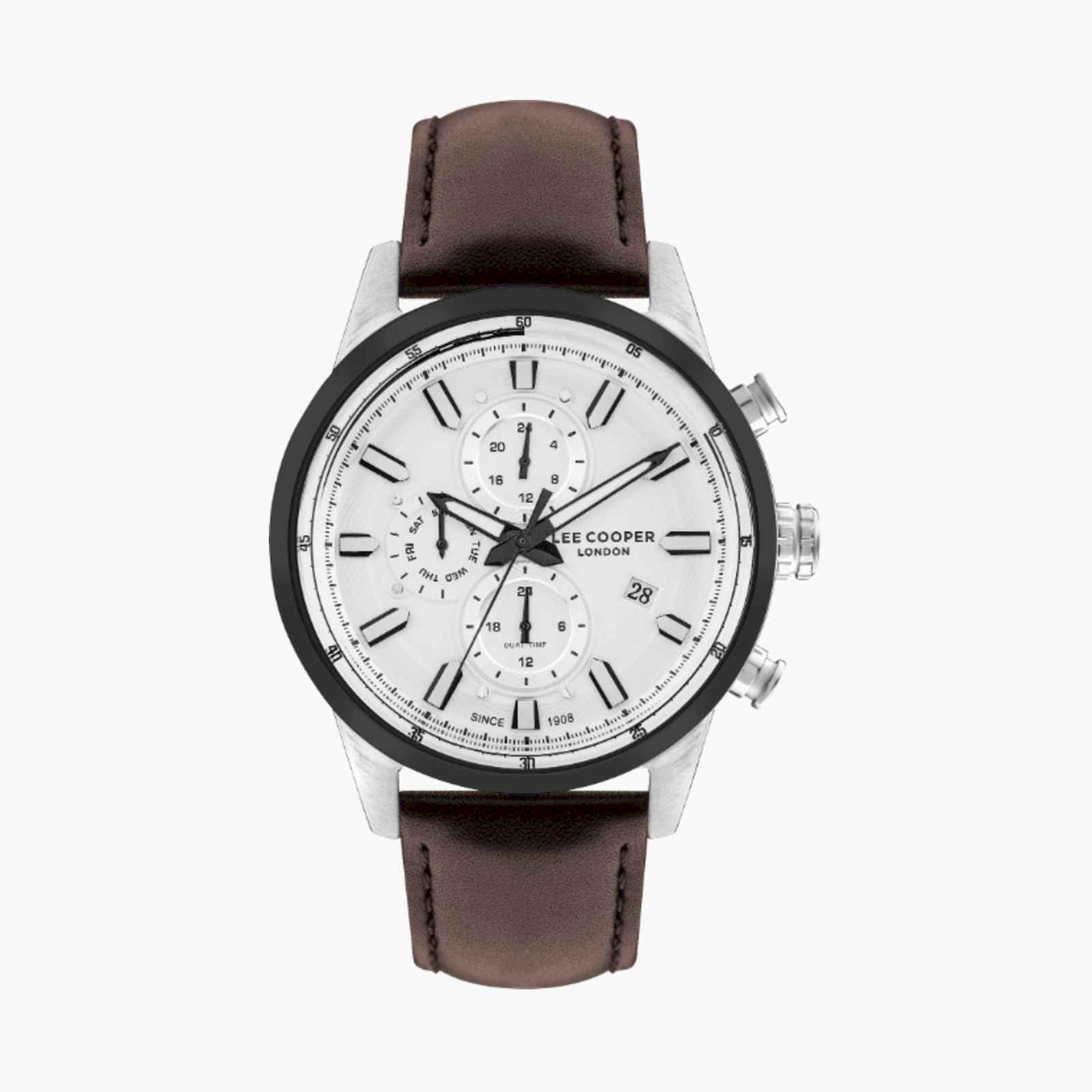 لي كوبر- ساعة رجالية كرونوغراف جلدية لون بني  45مم | LC07855.334-men-watchesandjewellery-watches-image-1
