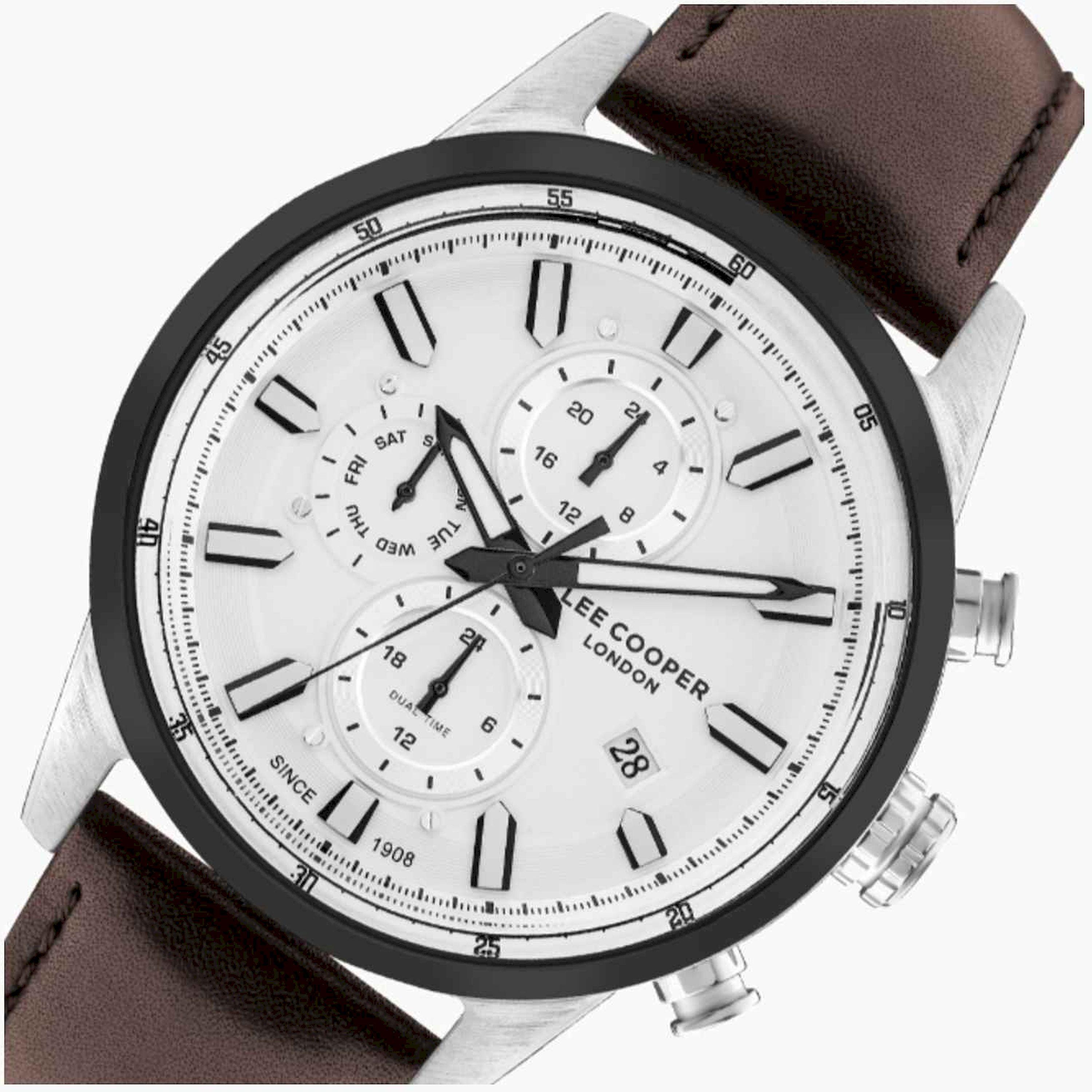 لي كوبر- ساعة رجالية كرونوغراف جلدية لون بني  45مم | LC07855.334-men-watchesandjewellery-watches-image-2