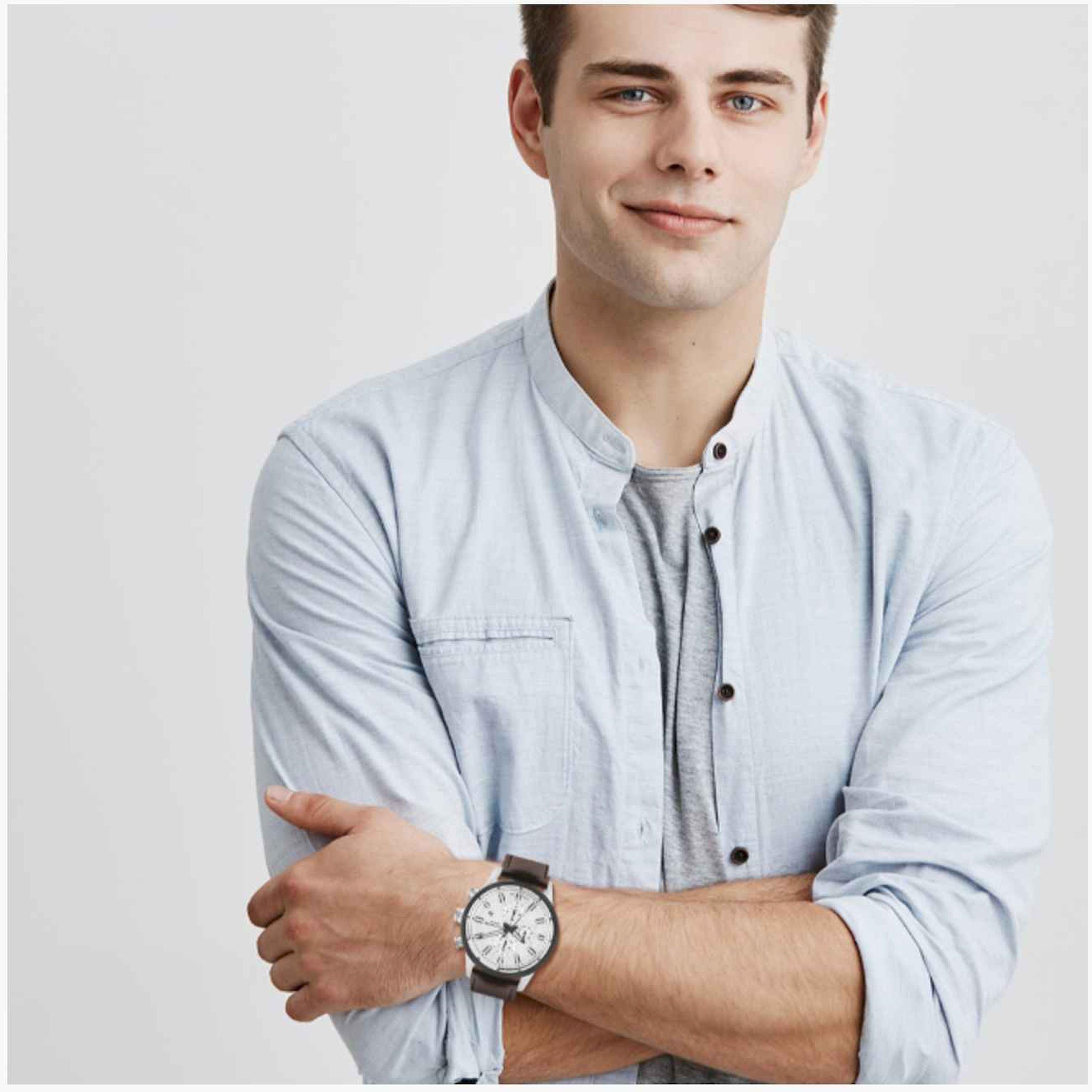 لي كوبر- ساعة رجالية كرونوغراف جلدية لون بني  45مم | LC07855.334-men-watchesandjewellery-watches-image-6