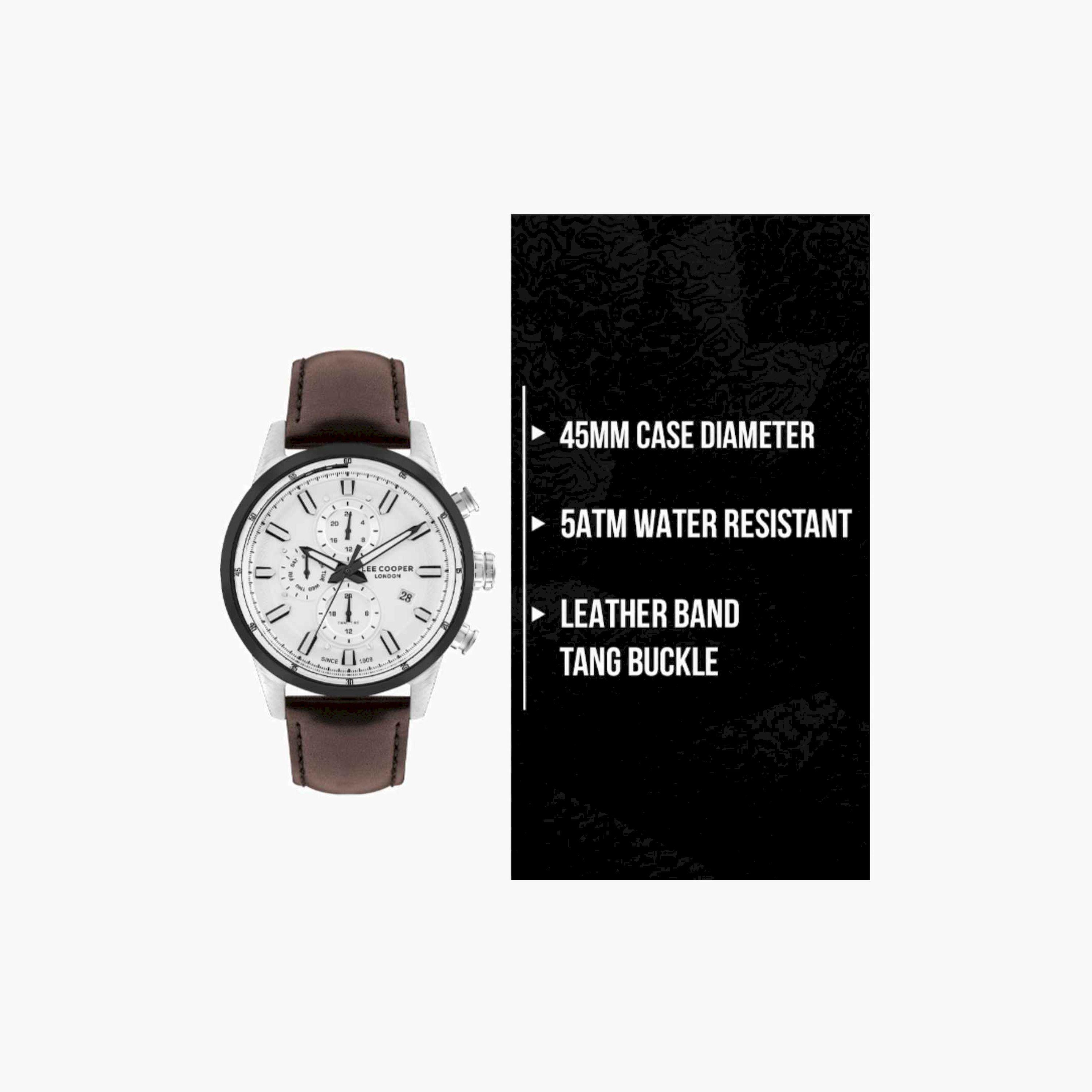 لي كوبر- ساعة رجالية كرونوغراف جلدية لون بني  45مم | LC07855.334-men-watchesandjewellery-watches-image-8