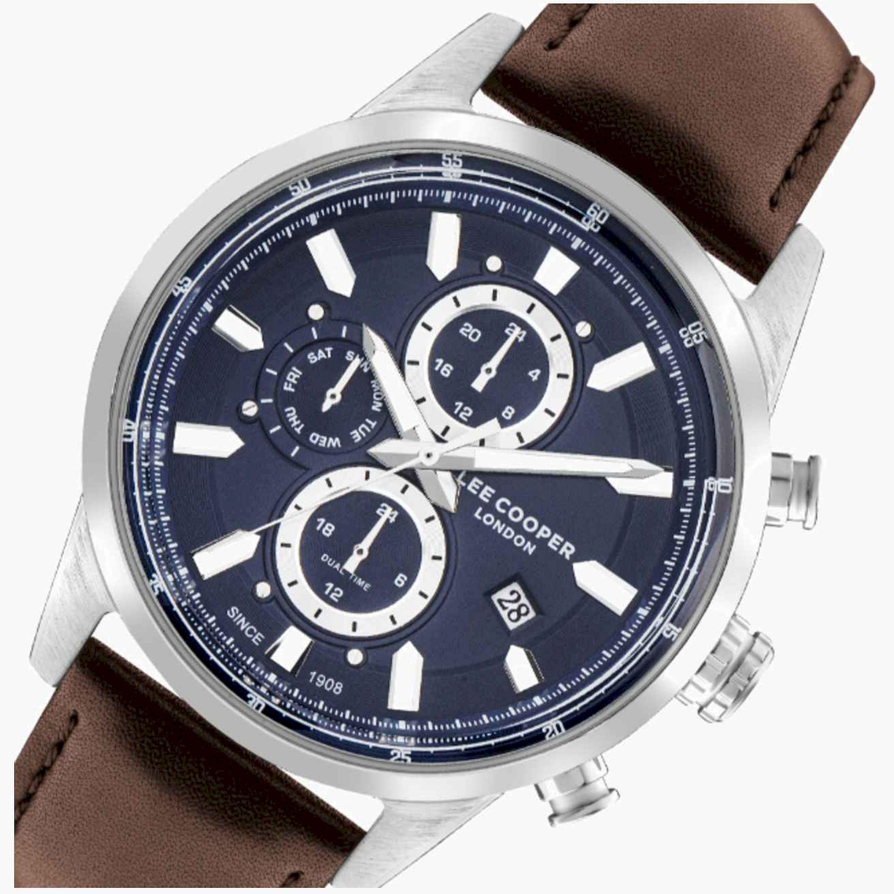 لي كوبر- ساعة رجالية كرونوغراف جلدية لون بني  45مم | LC07855.394-men-watchesandjewellery-watches-image-2