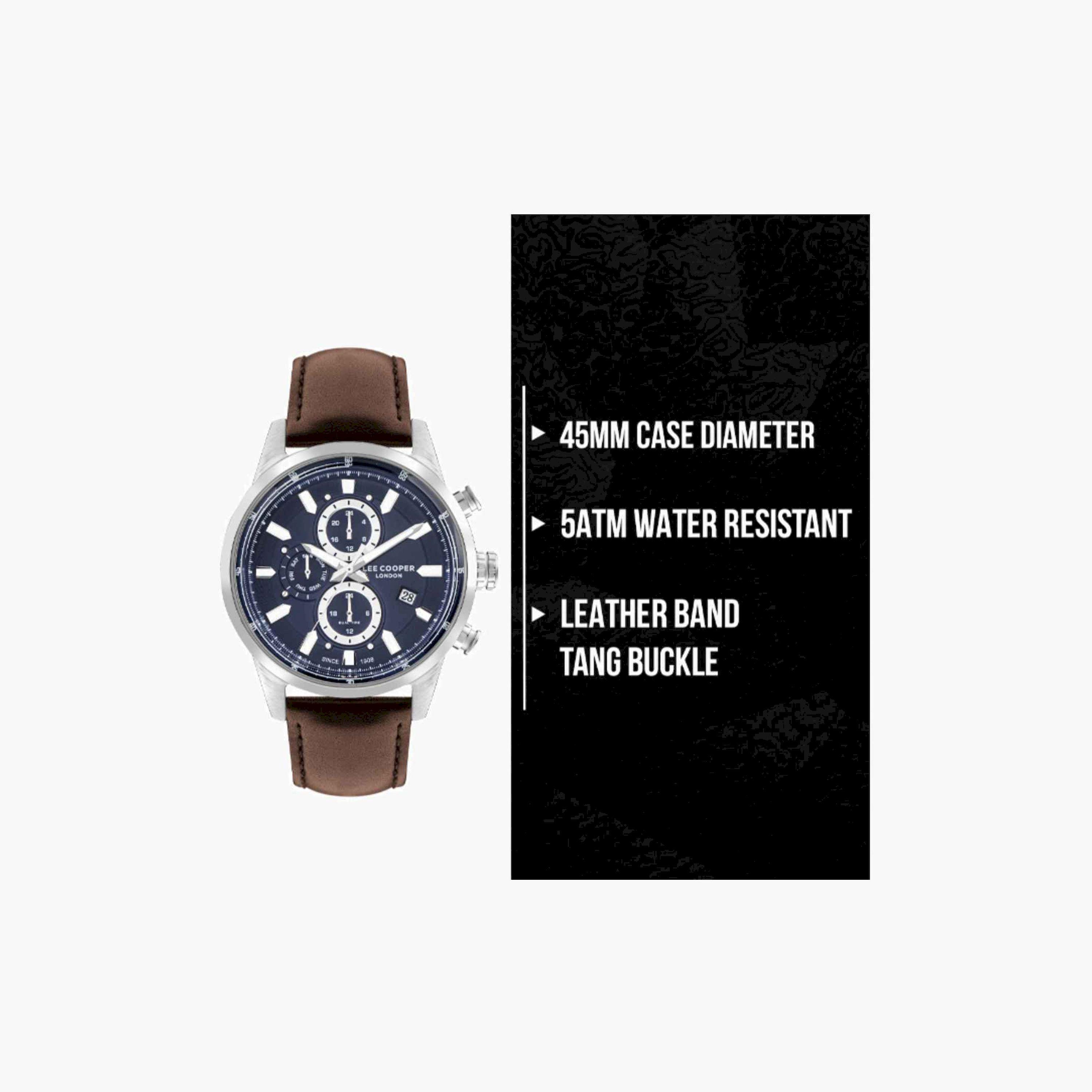 لي كوبر- ساعة رجالية كرونوغراف جلدية لون بني  45مم | LC07855.394-men-watchesandjewellery-watches-image-8