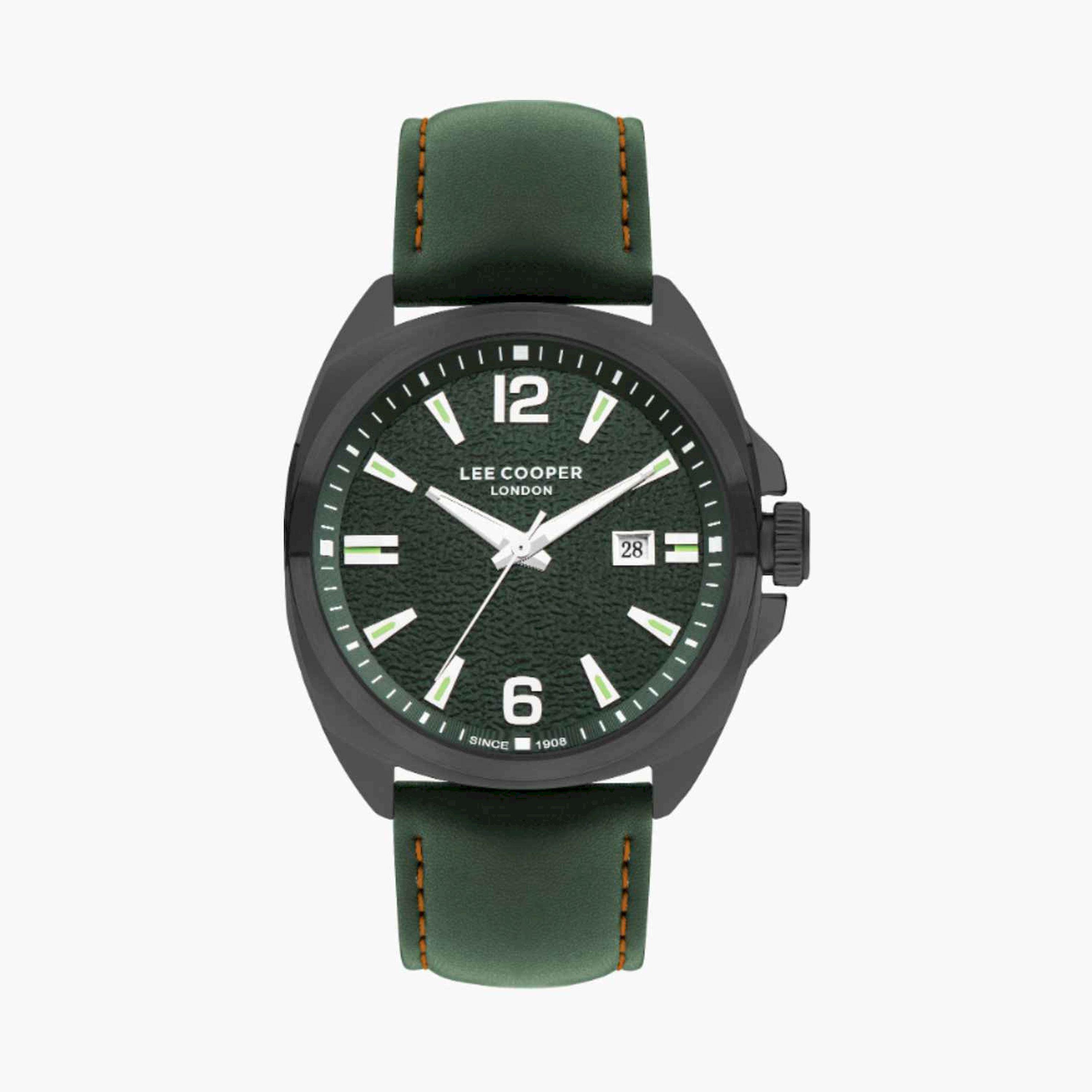Lee Cooper Men's 45MM Green Analog Leather Strap Watch | LC07858.077-men-watchesandjewellery-watches-image-1