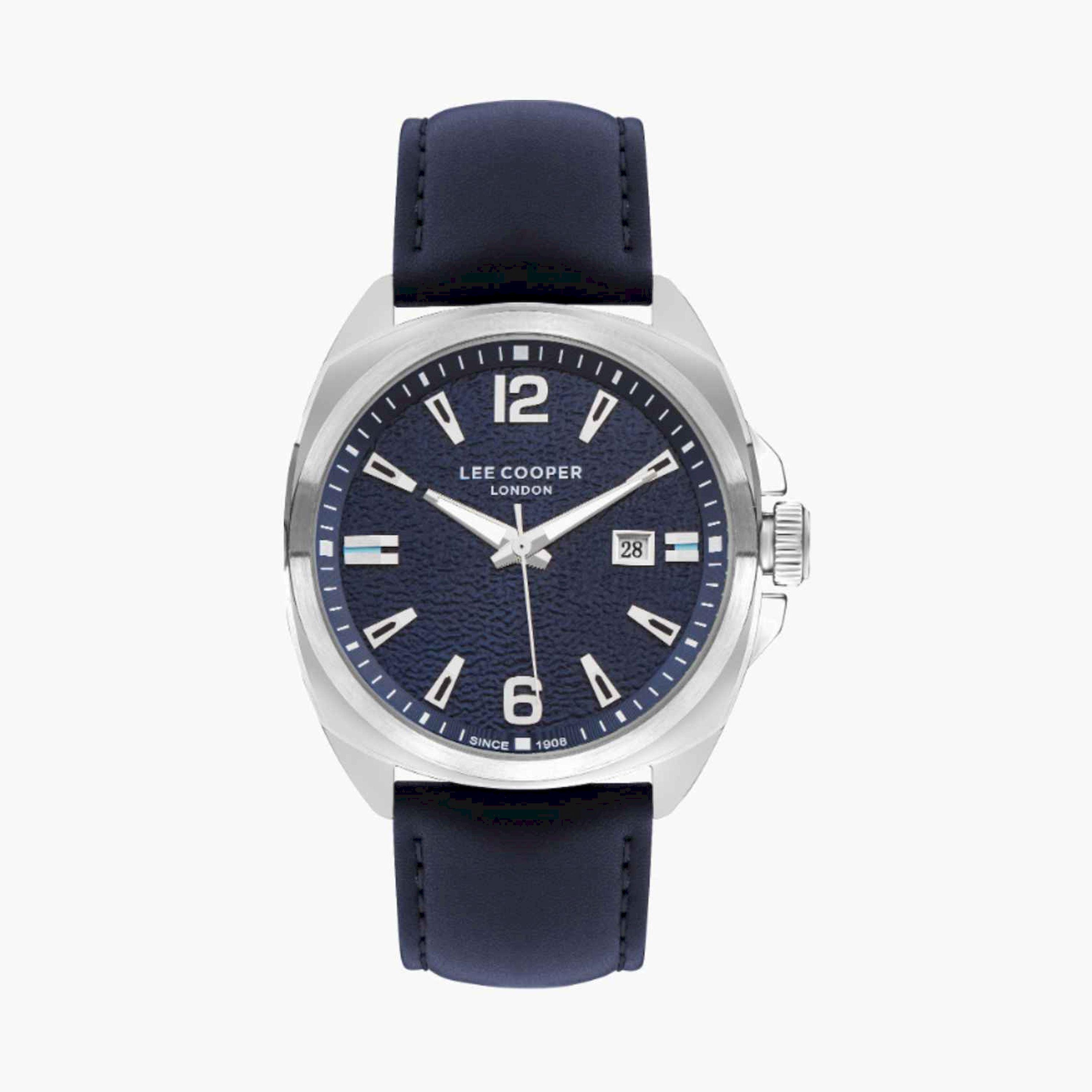 Lee Cooper Men's 45MM Blue Analog Leather Strap Watch | LC07858.399-men-watchesandjewellery-watches-image-1