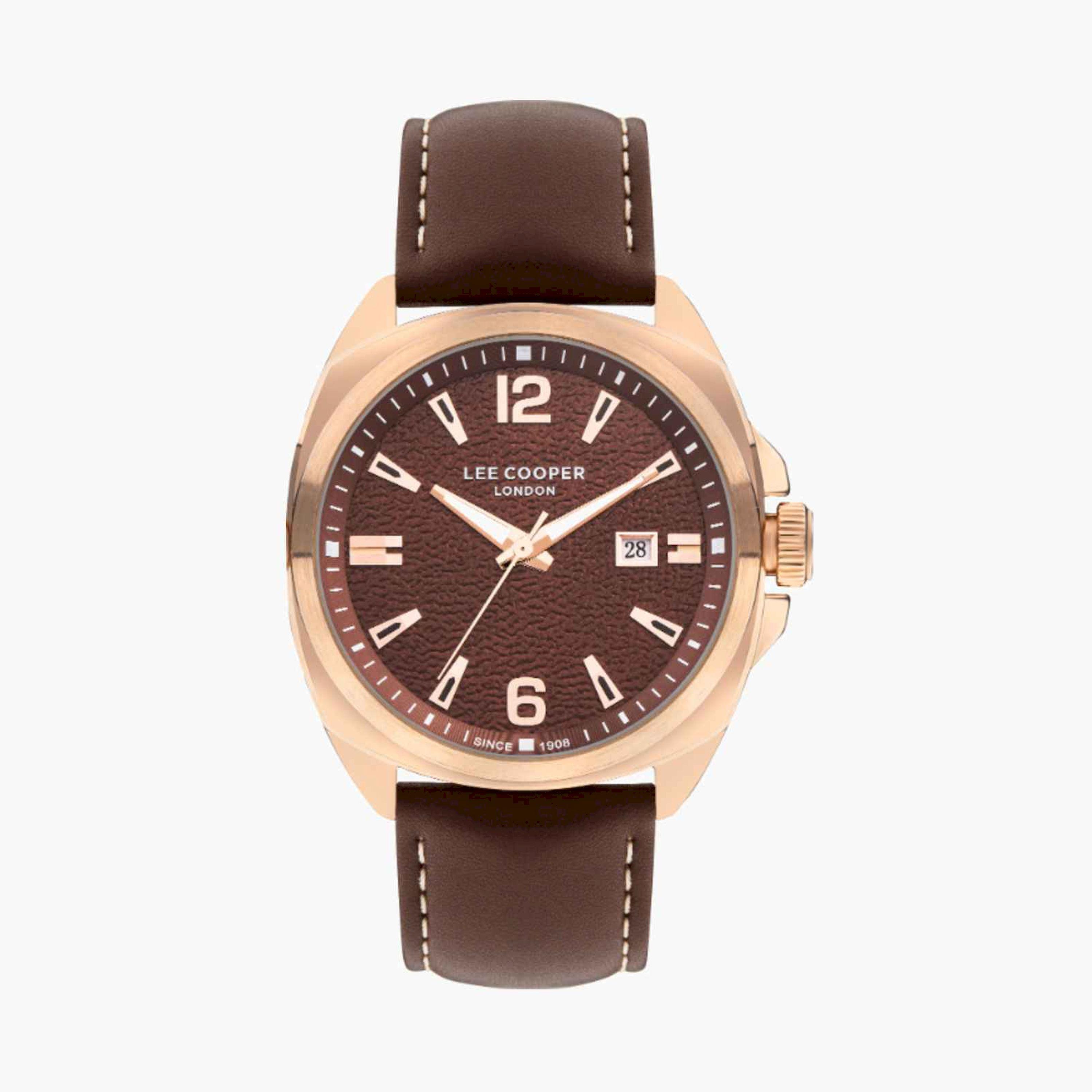 Lee Cooper Men's 45MM Brown Analog Leather Strap Watch | LC07858.444-men-watchesandjewellery-watches-image-1