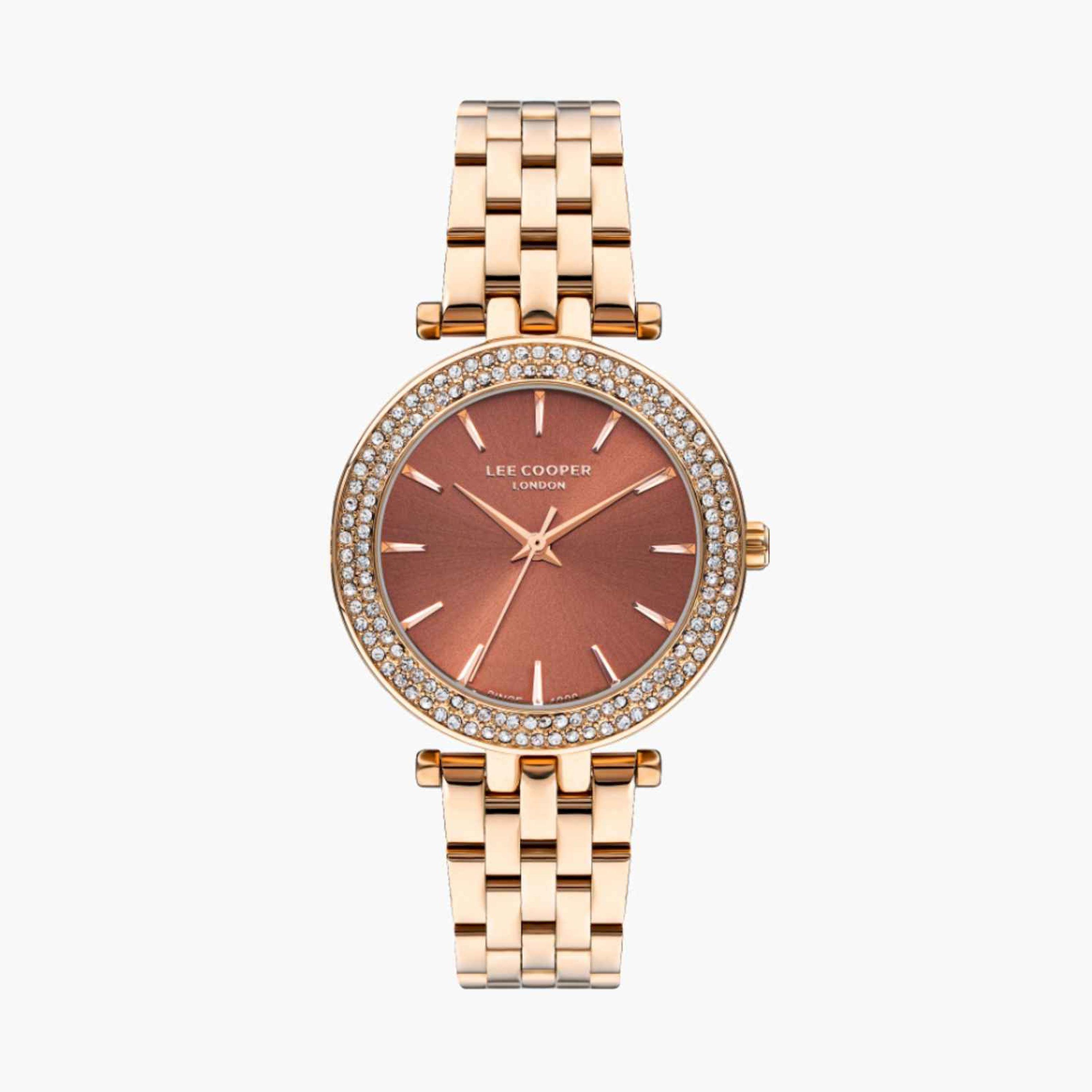 لي كوبر- ساعة نسائية تناظرية معدنية لون ذهبي  34مم | LC07864.440-women-watchesandjewellery-watches-image-1