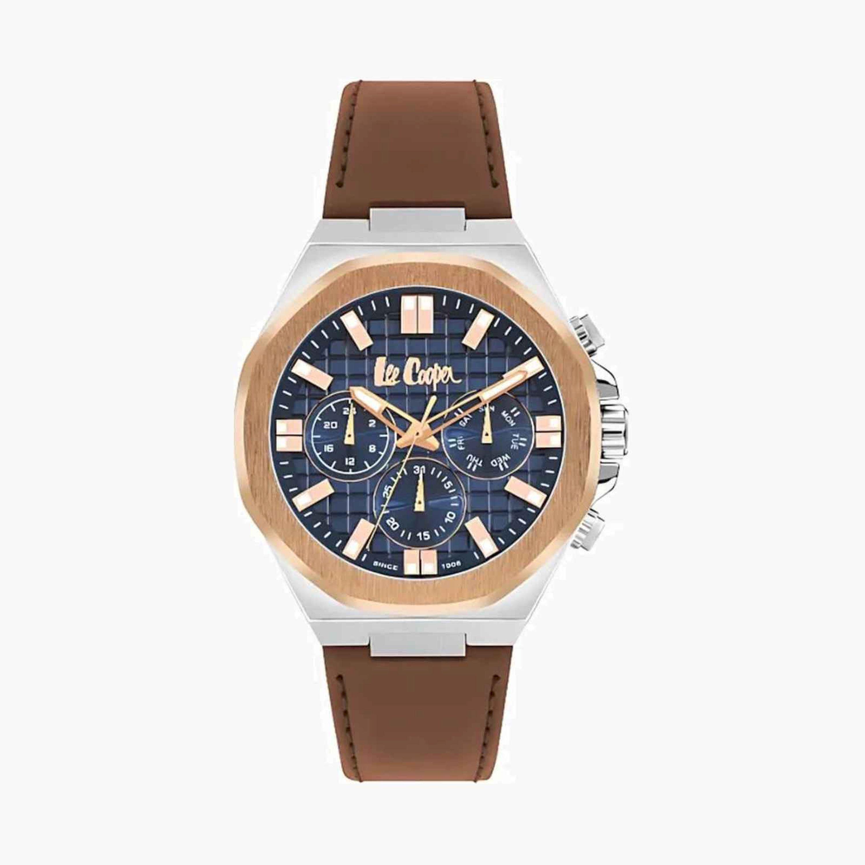 لي كوبر- ساعة رجالية كرونوغراف جلدية لون بني  46مم | LC07983.594-men-watchesandjewellery-watches-image-1