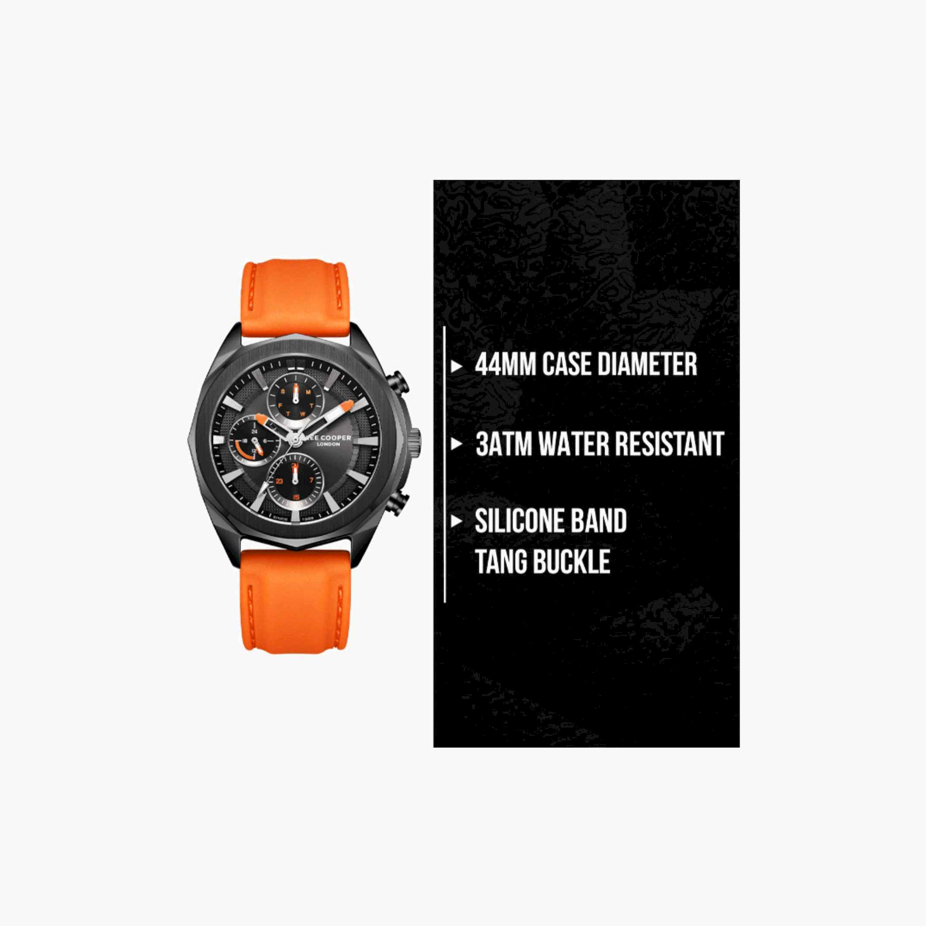 لي كوبر- ساعة رجالية كرونوغراف سيليكون لون برتقالي  44مم | LC07990.068-men-watchesandjewellery-watches-image-10