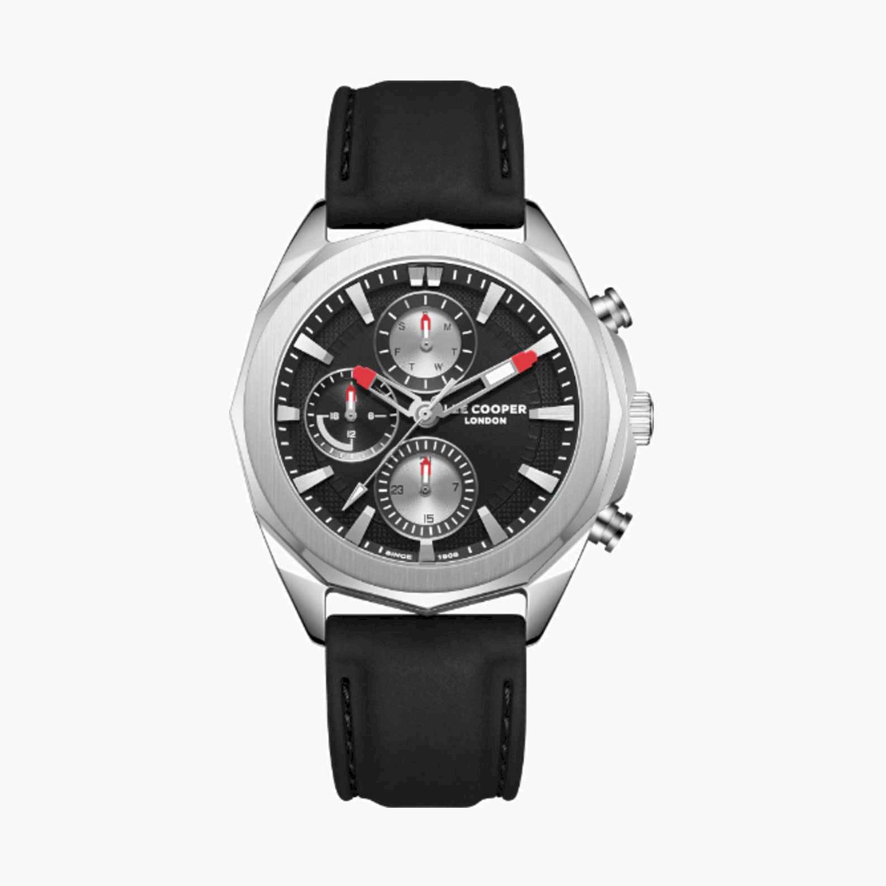 Lee Cooper Men's 44MM Black Chronograph Silicone Strap Watch | LC07990.351-men-watchesandjewellery-watches-image-1