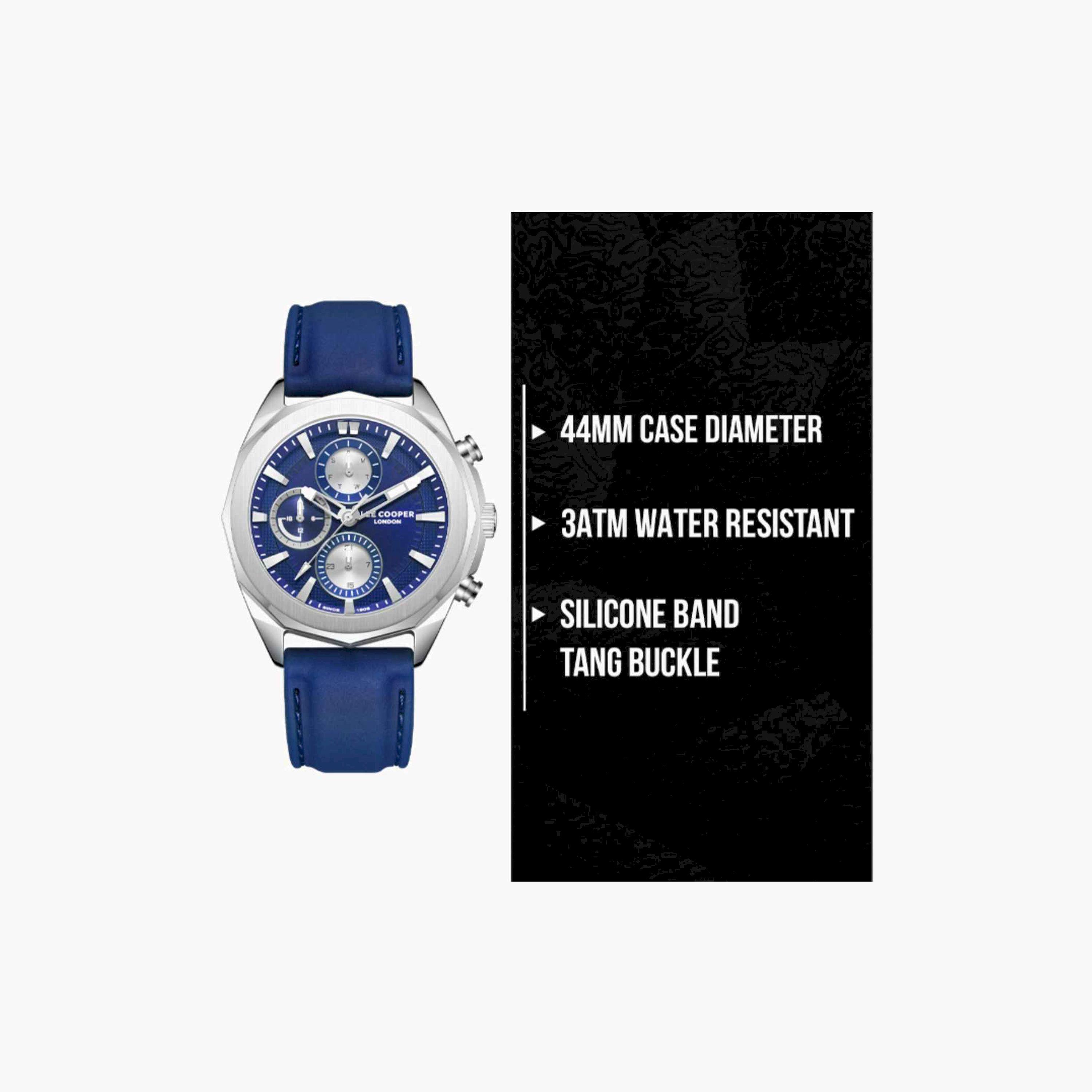 Lee Cooper Men's 44MM Blue Chronograph Silicone Strap Watch | LC07990.399-men-watchesandjewellery-watches-image-10