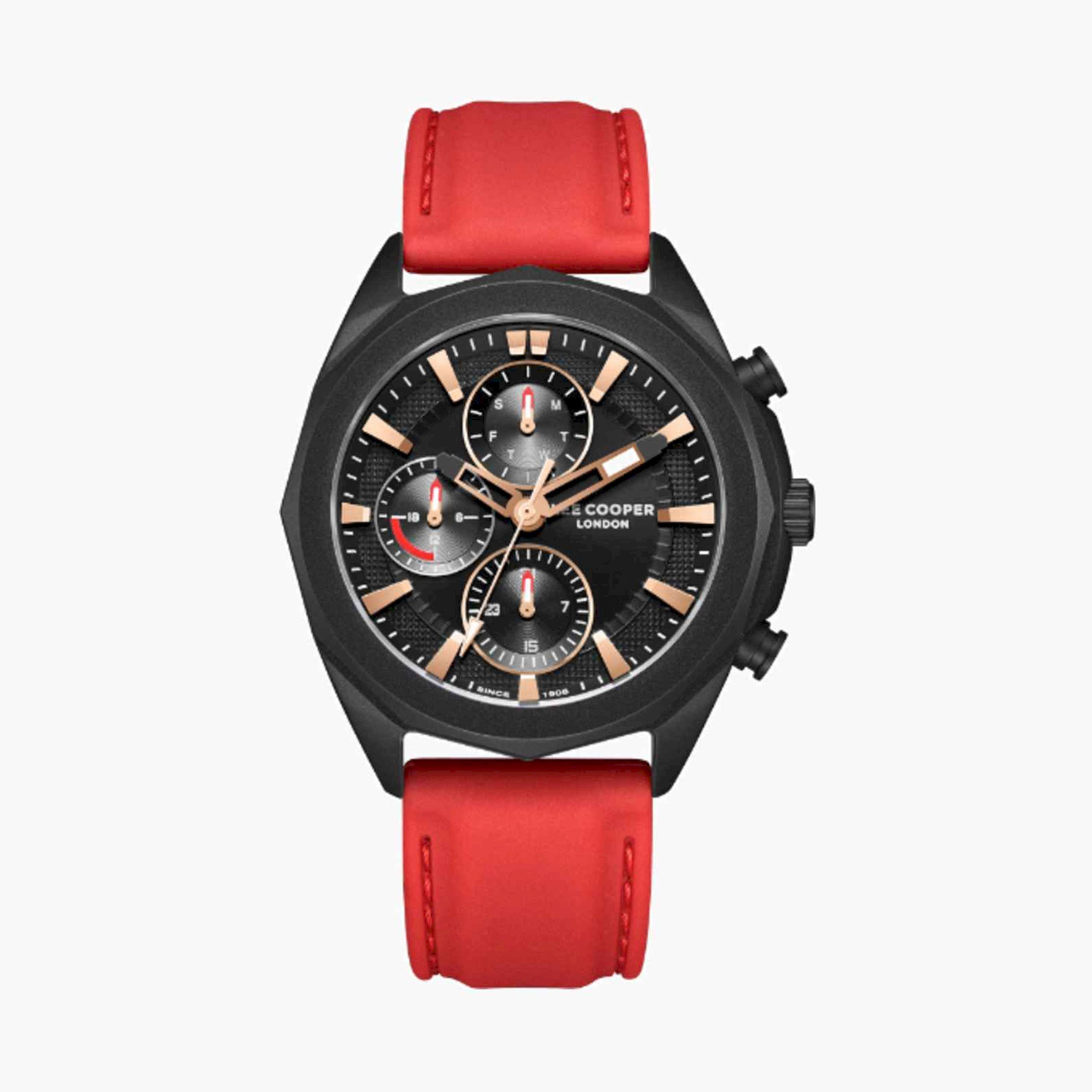لي كوبر- ساعة رجالية كرونوغراف سيليكون لون أحمر  44مم | LC07990.658-men-watchesandjewellery-watches-image-1