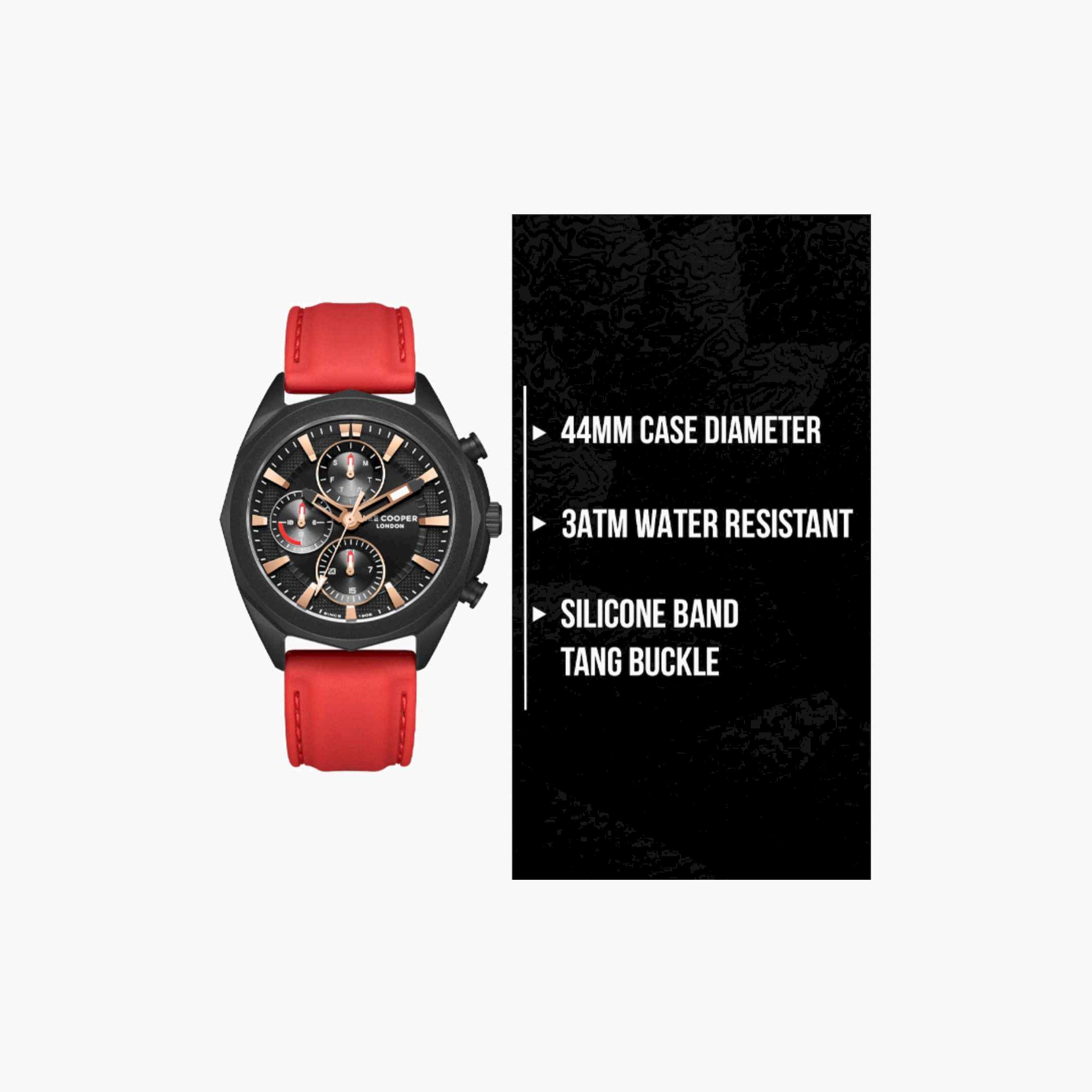 لي كوبر- ساعة رجالية كرونوغراف سيليكون لون أحمر  44مم | LC07990.658-men-watchesandjewellery-watches-image-10