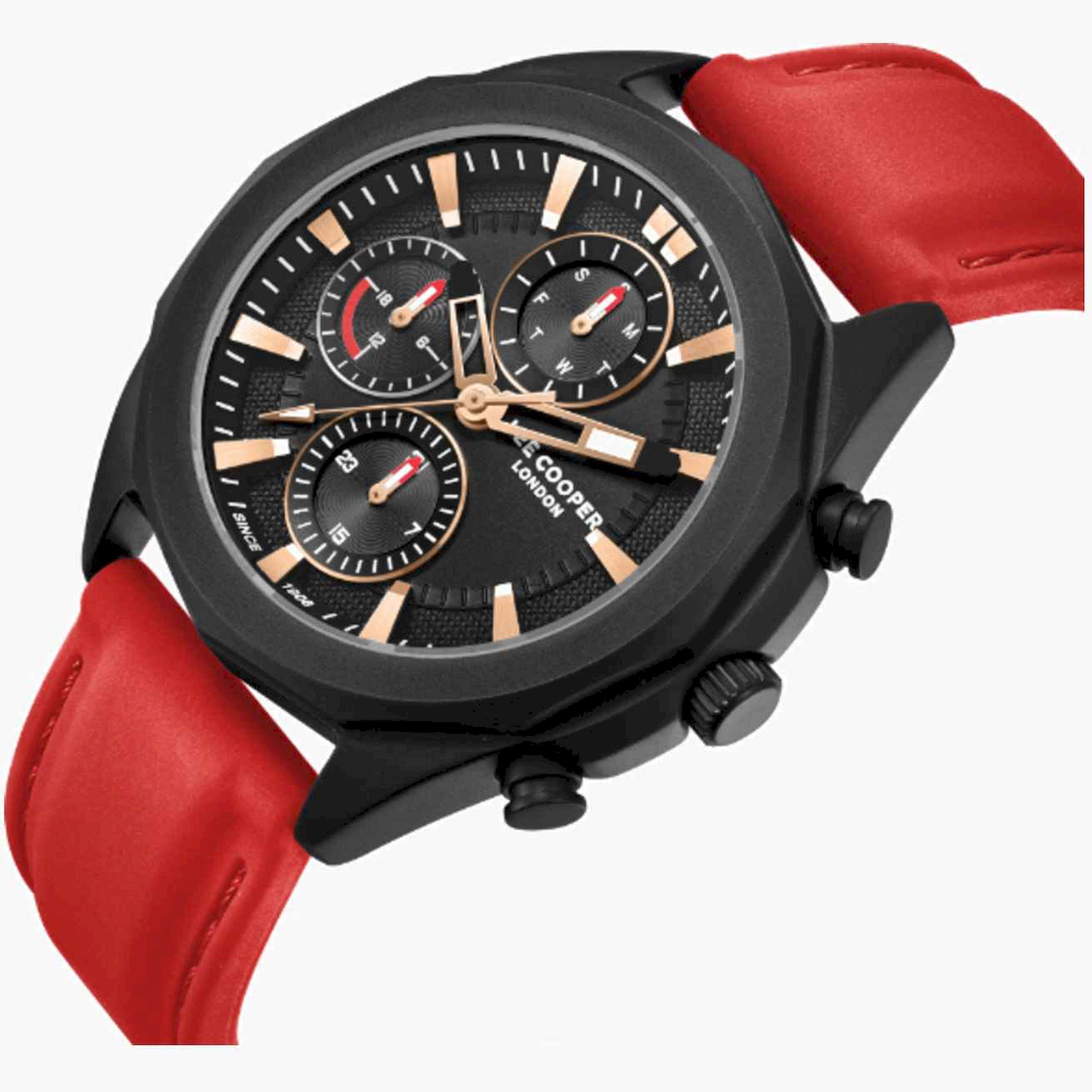 لي كوبر- ساعة رجالية كرونوغراف سيليكون لون أحمر  44مم | LC07990.658-men-watchesandjewellery-watches-image-2