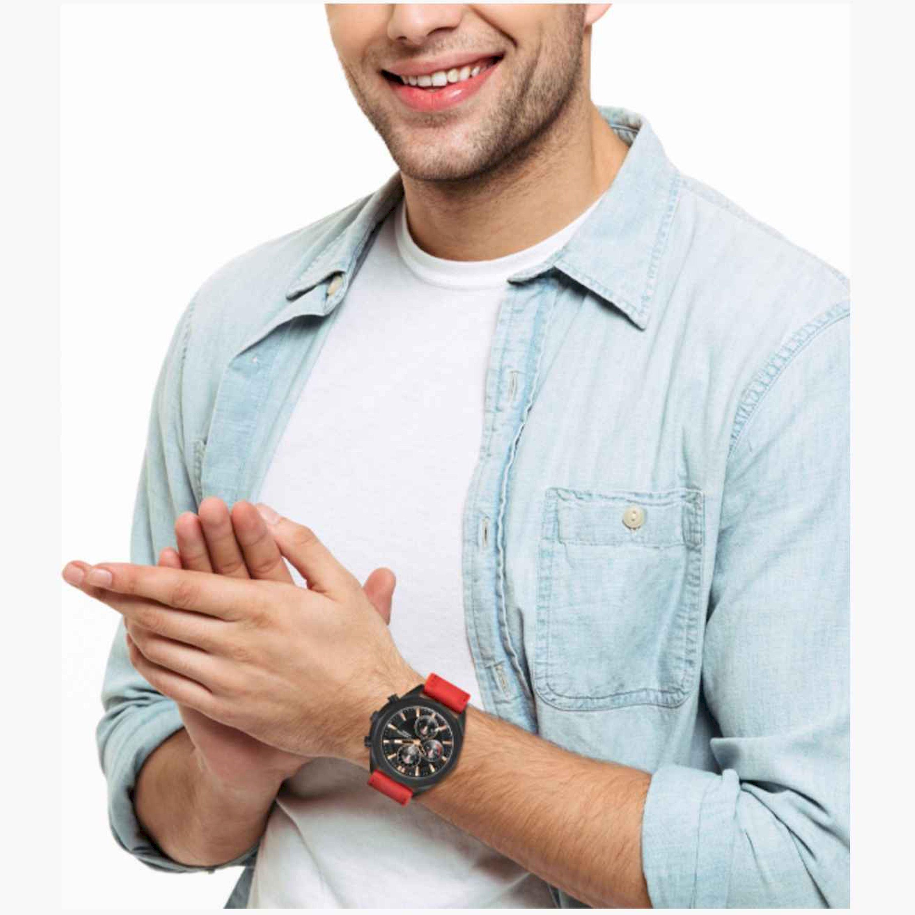لي كوبر- ساعة رجالية كرونوغراف سيليكون لون أحمر  44مم | LC07990.658-men-watchesandjewellery-watches-image-8
