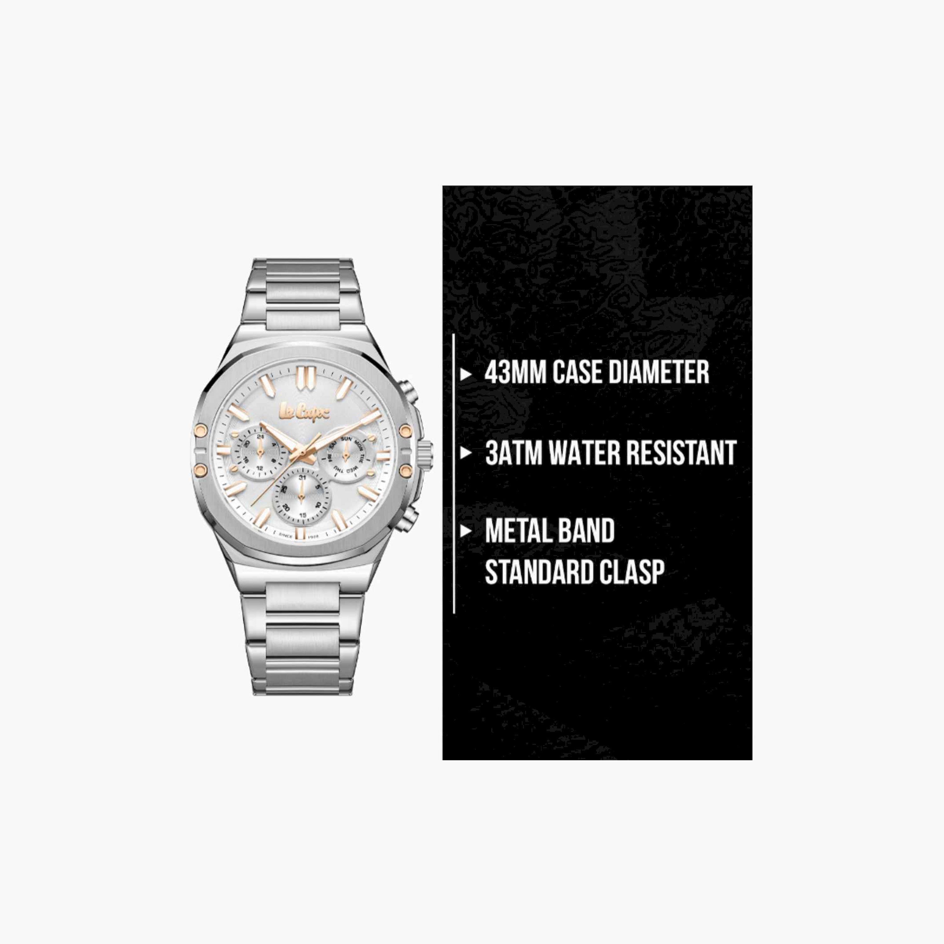 لي كوبر- ساعة رجالية كرونوغراف معدنية لون فضي  43مم | LC07991.330-men-watchesandjewellery-watches-image-10