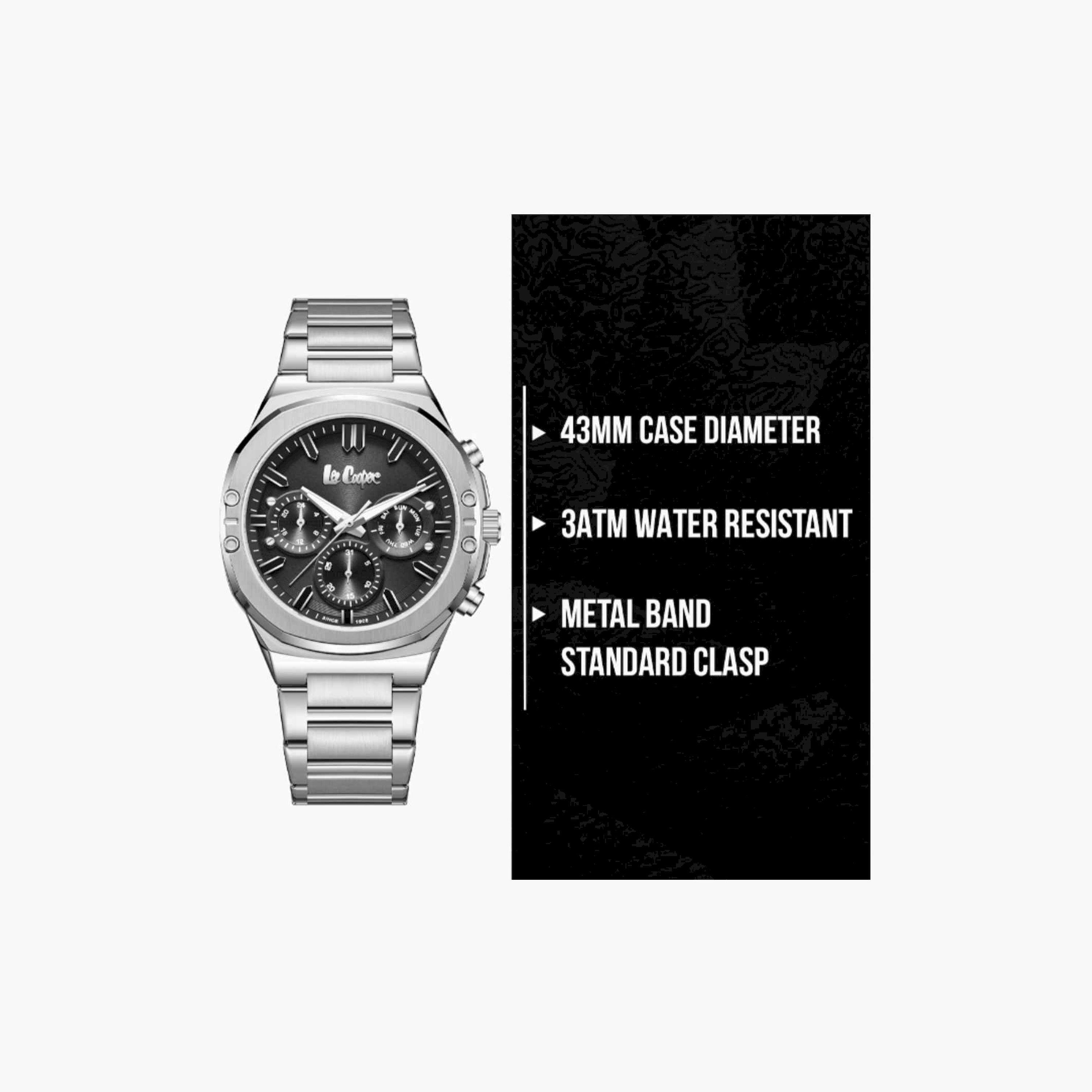 لي كوبر- ساعة رجالية كرونوغراف معدنية لون فضي  43مم | LC07991.350-men-watchesandjewellery-watches-image-10