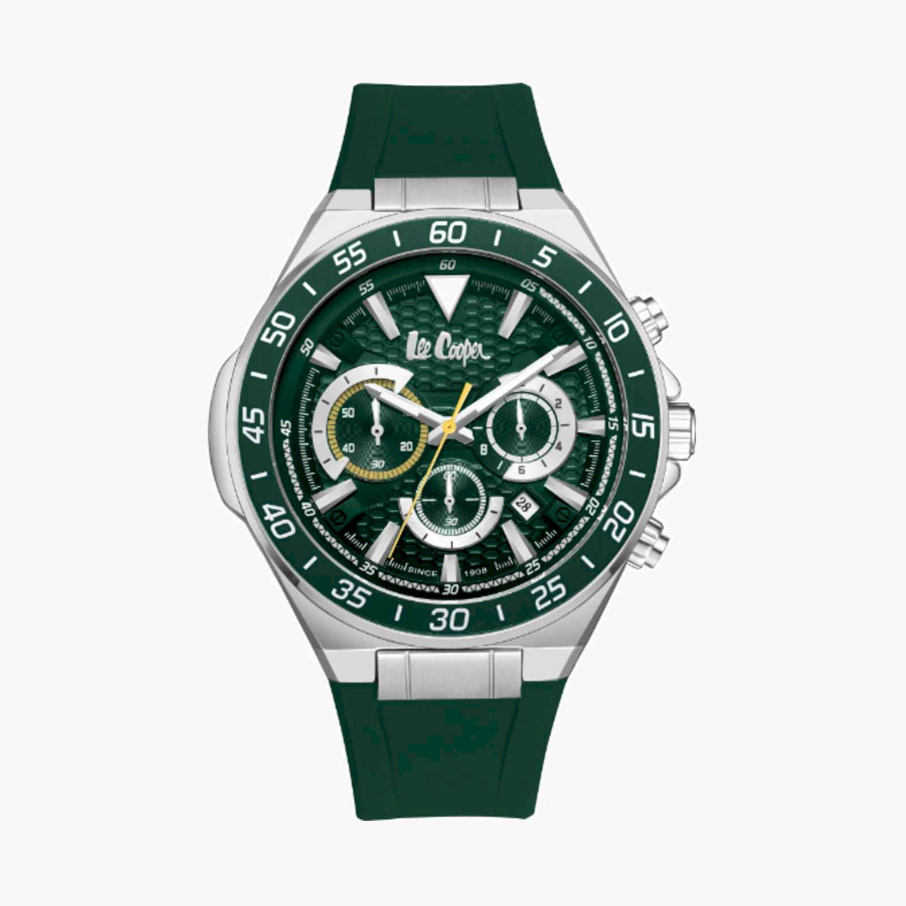Lee Cooper Men's 46MM Green Chronograph Silicone Strap Watch | LC08003.377-men-watchesandjewellery-watches-image-1