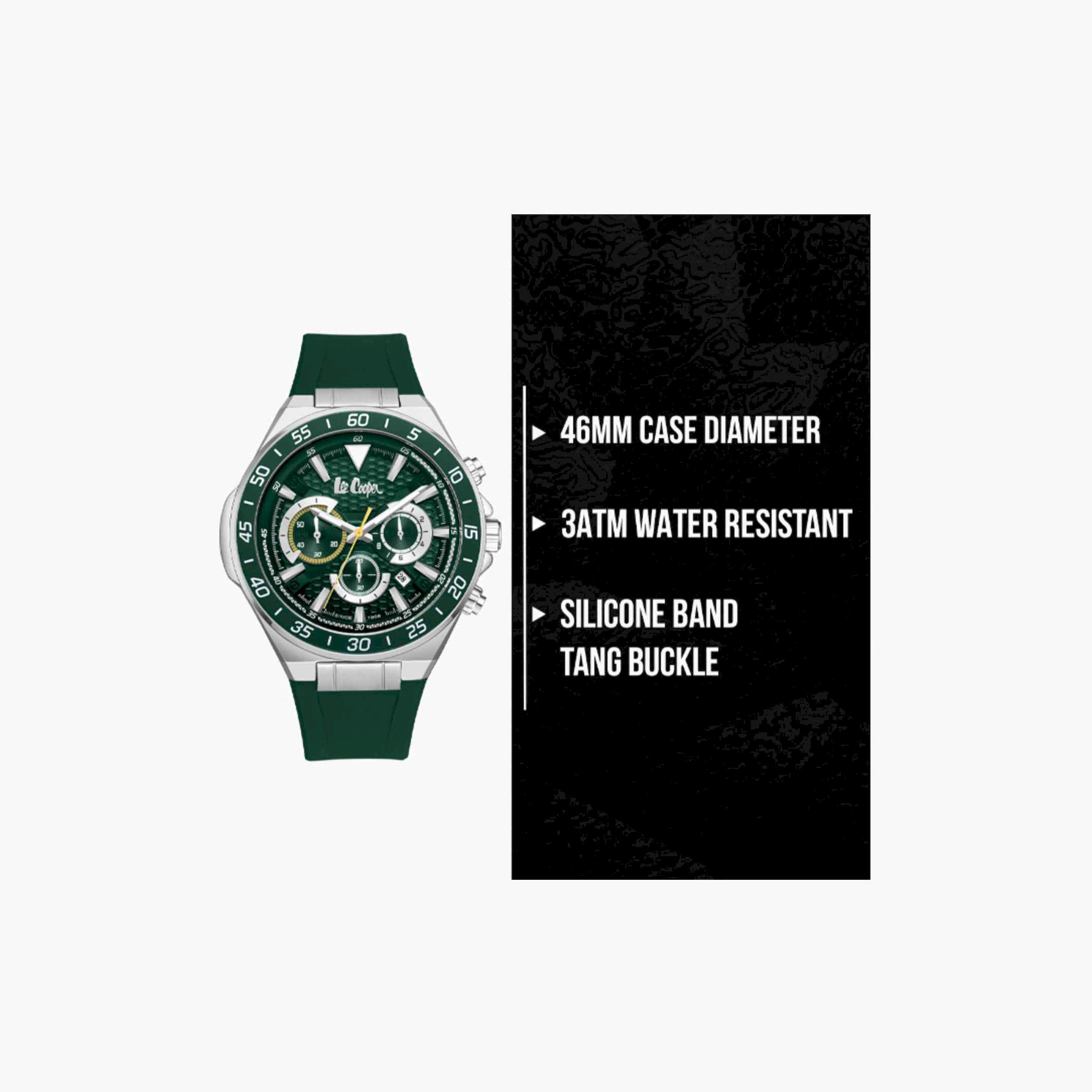 Lee Cooper Men's 46MM Green Chronograph Silicone Strap Watch | LC08003.377-men-watchesandjewellery-watches-image-10