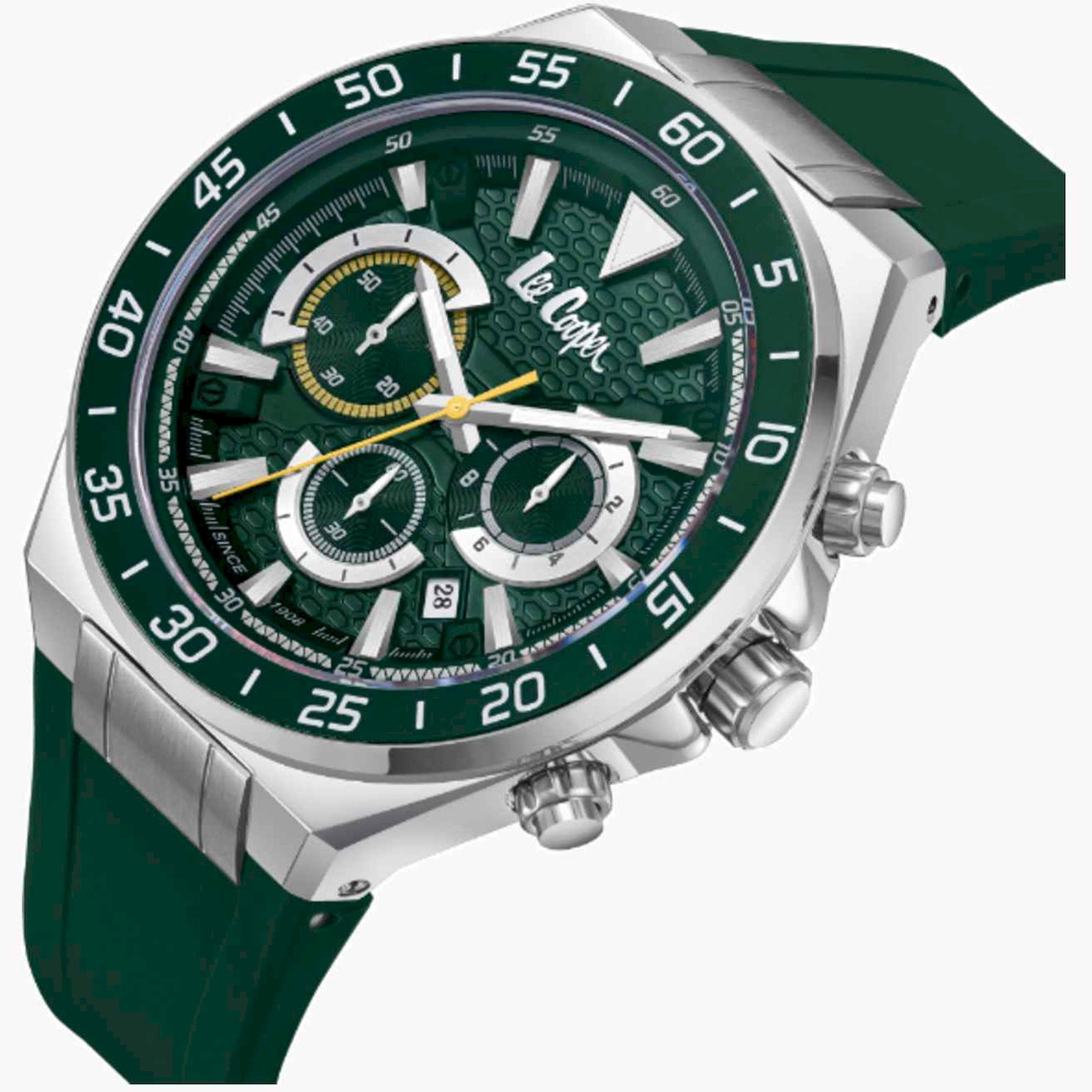 Lee Cooper Men's 46MM Green Chronograph Silicone Strap Watch | LC08003.377-men-watchesandjewellery-watches-image-2