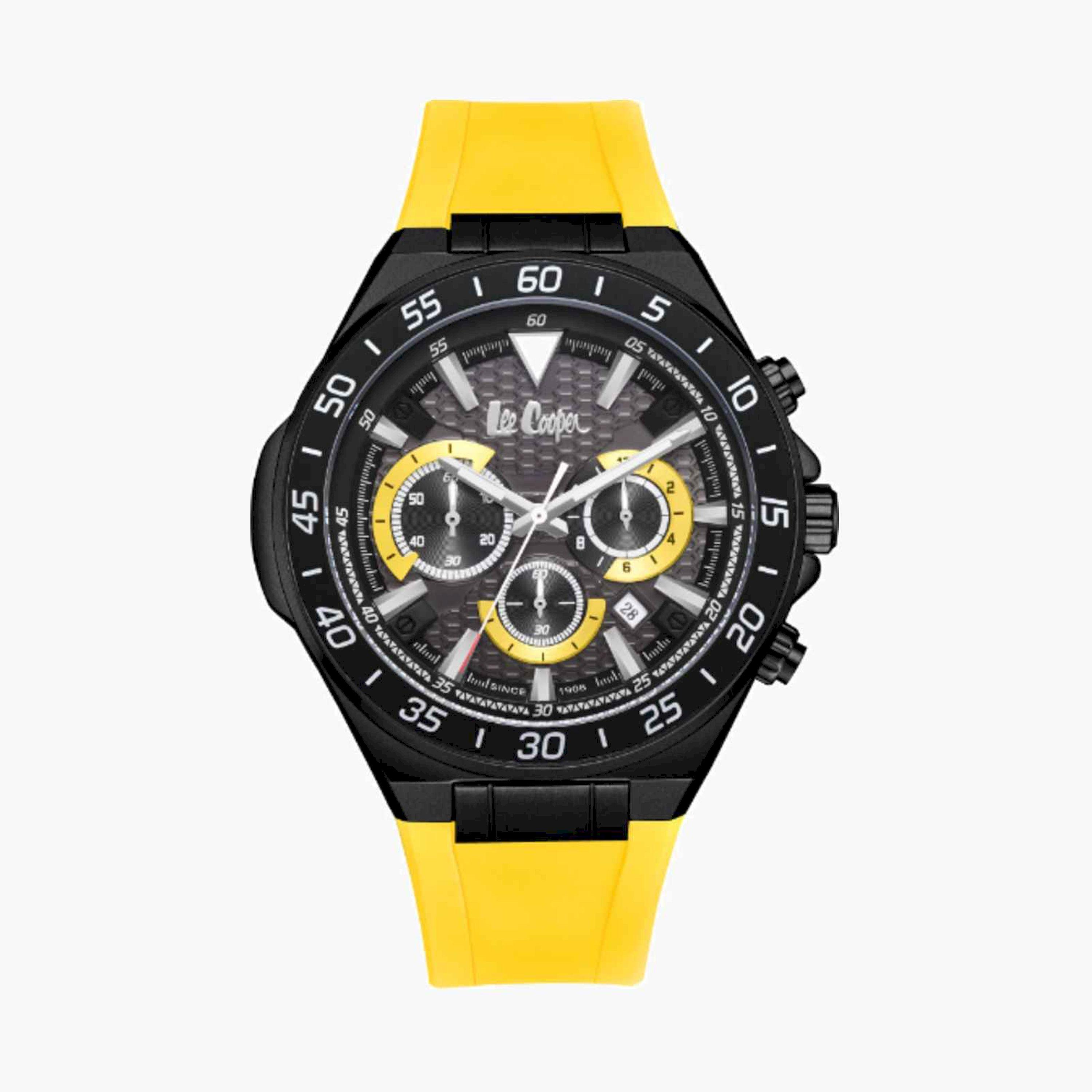 لي كوبر- ساعة رجالية كرونوغراف سيليكون لون أصفر  46مم | LC08003.657-men-watchesandjewellery-watches-image-1