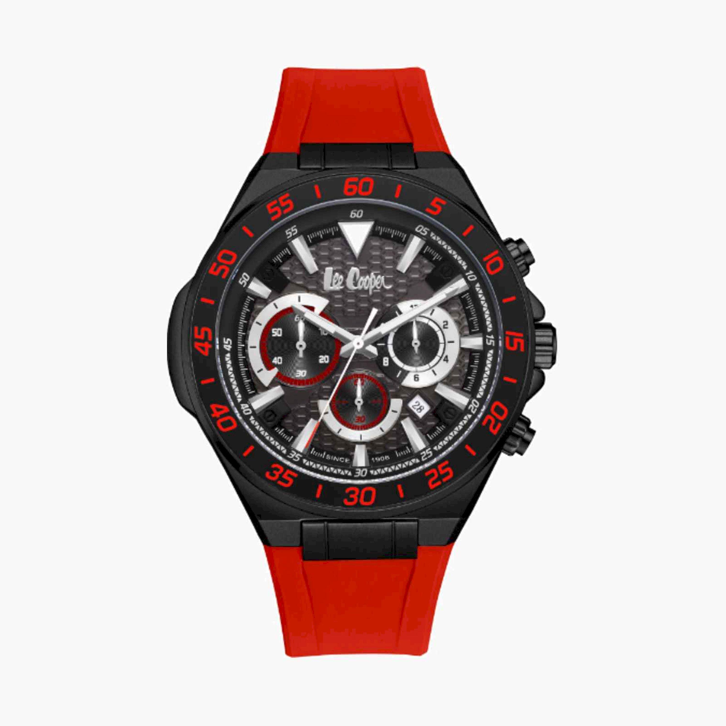 Lee Cooper Men's 46MM Red Chronograph Silicone Strap Watch | LC08003.658-men-watchesandjewellery-watches-image-1