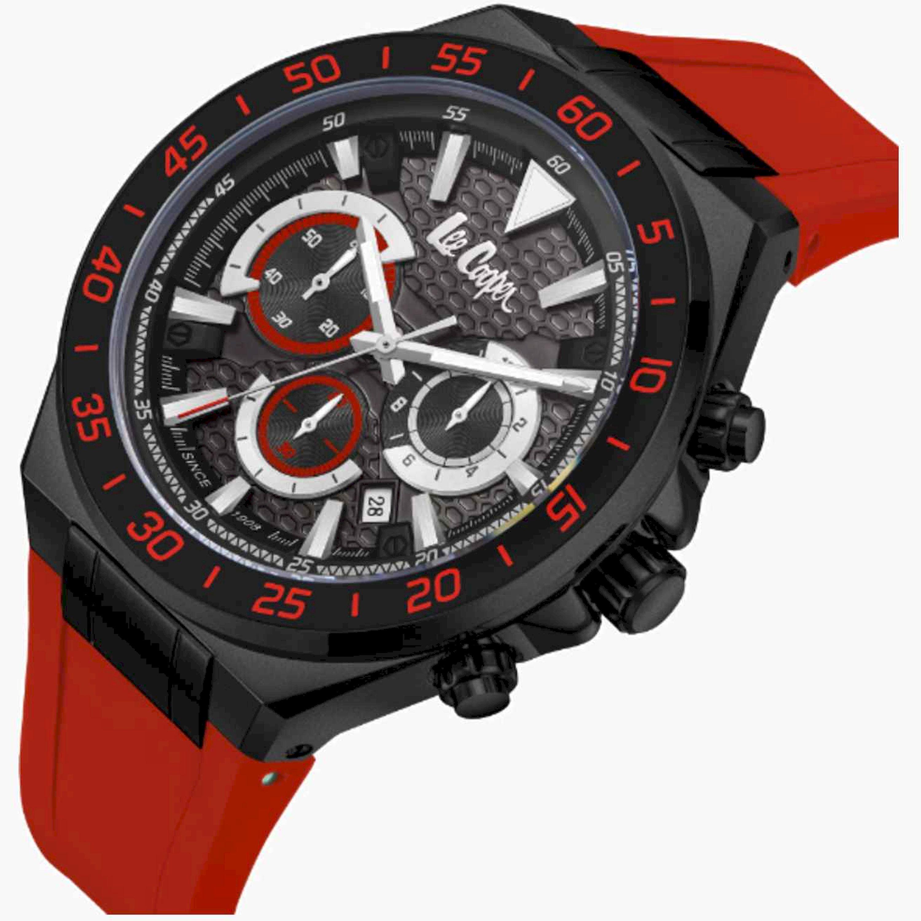 Lee Cooper Men's 46MM Red Chronograph Silicone Strap Watch | LC08003.658-men-watchesandjewellery-watches-image-2