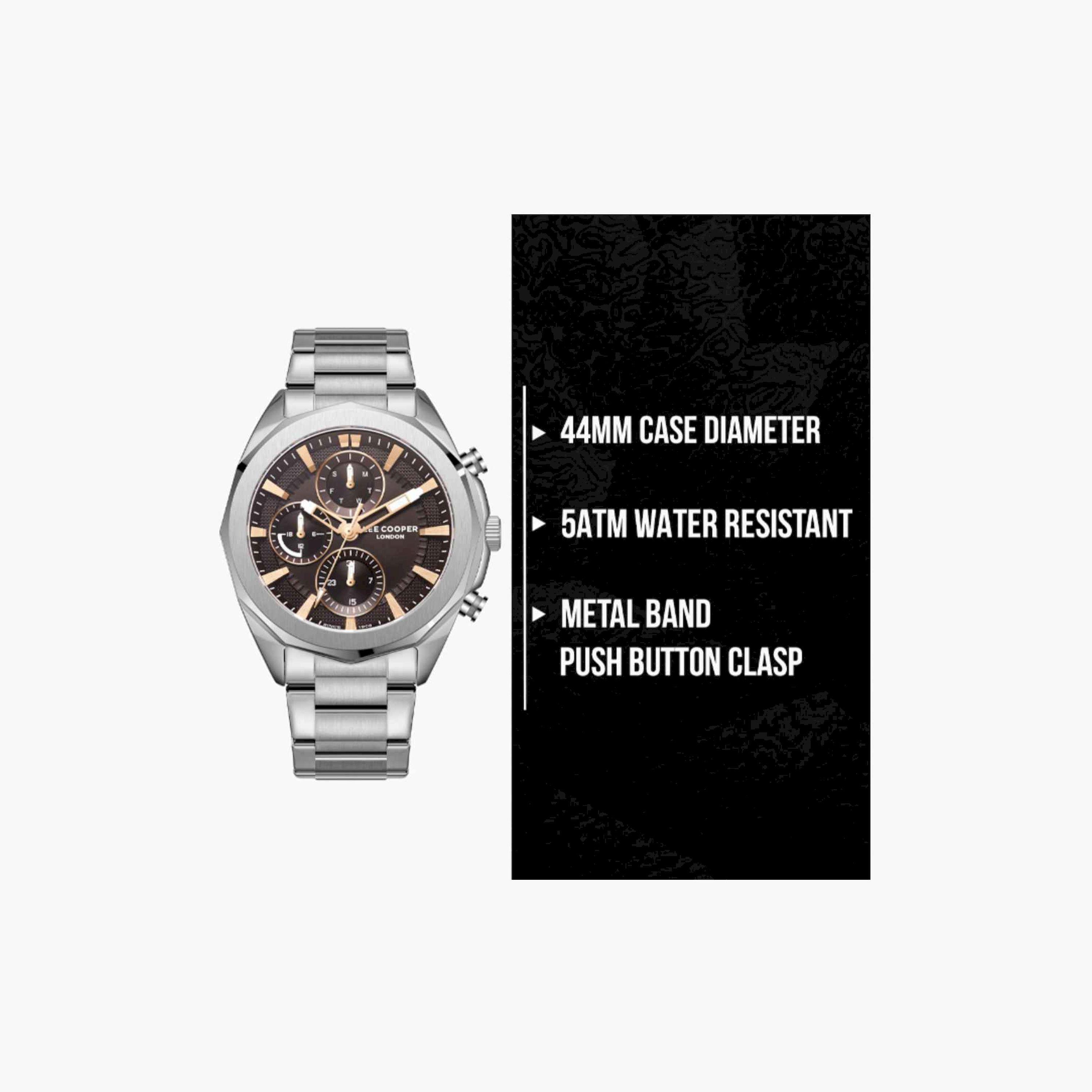 Lee Cooper Men's 44MM Silver Chronograph Metal Strap Watch | LC08005.360-men-watchesandjewellery-watches-image-10