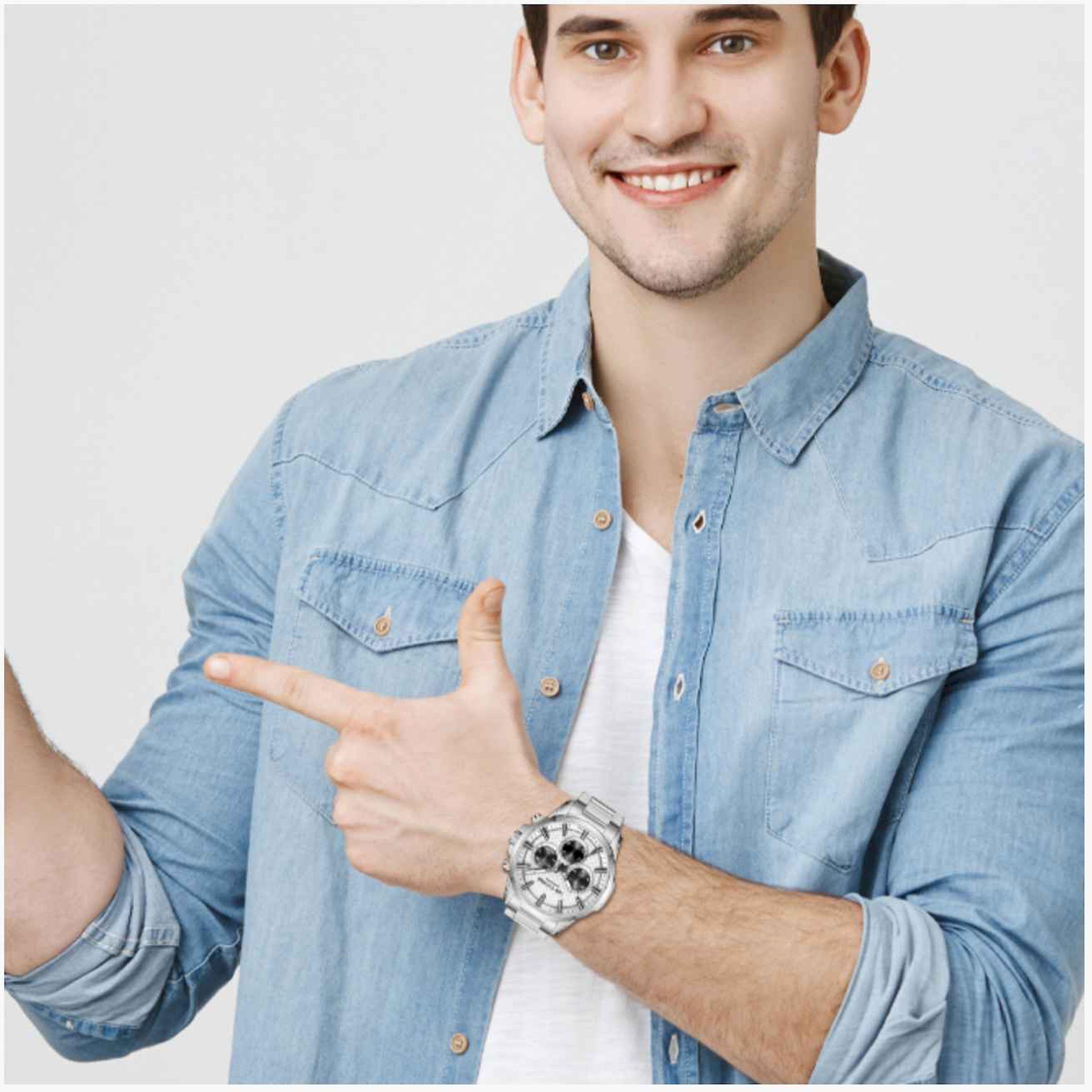 لي كوبر- ساعة رجالية كرونوغراف معدنية لون فضي  44مم | LC08049.360-men-watchesandjewellery-watches-image-8