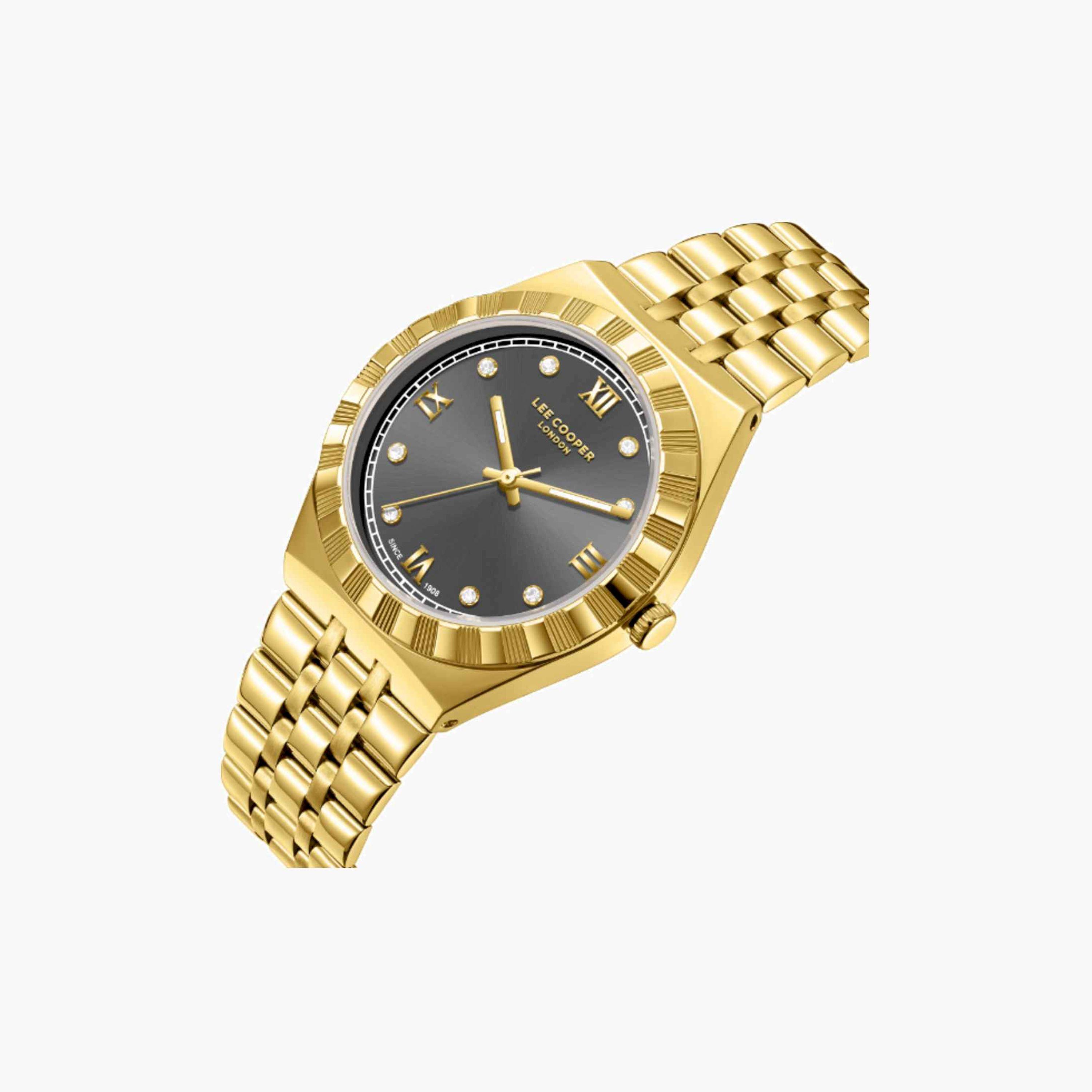 لي كوبر- ساعة نسائية تناظرية معدنية لون ذهبي  35مم | LC08059.160-women-watchesandjewellery-watches-image-2