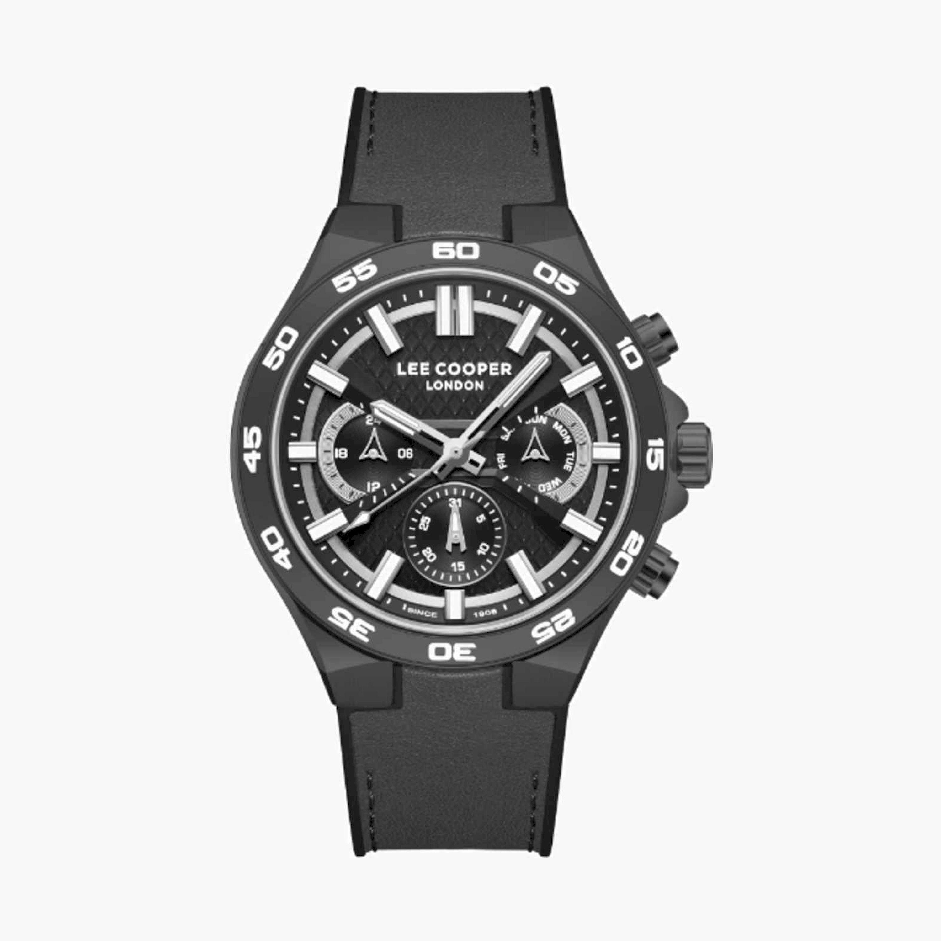 Lee Cooper Men's 45MM Grey Chronograph Leather Strap Watch | LC08066.066-men-watchesandjewellery-watches-image-1