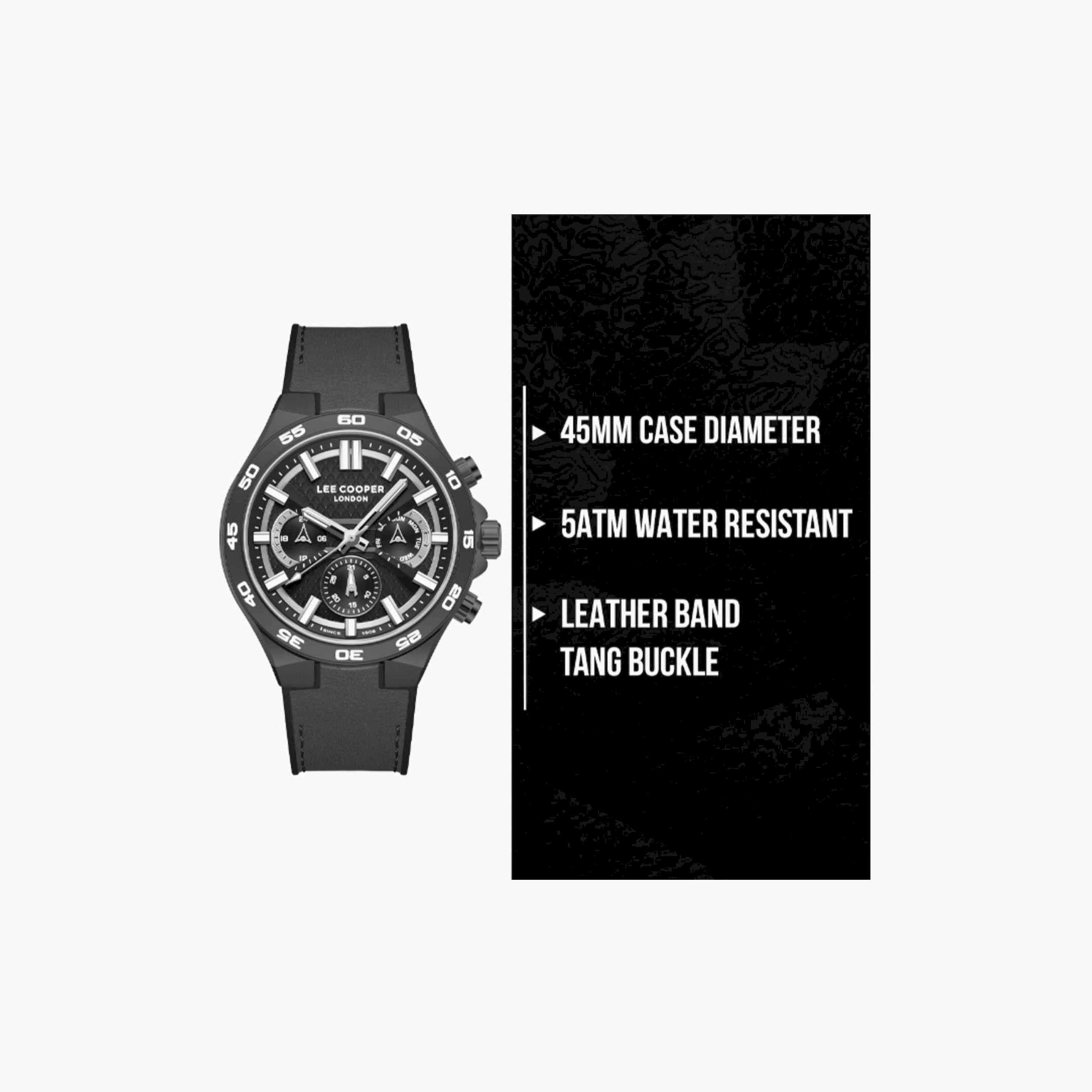 Lee Cooper Men's 45MM Grey Chronograph Leather Strap Watch | LC08066.066-men-watchesandjewellery-watches-image-10