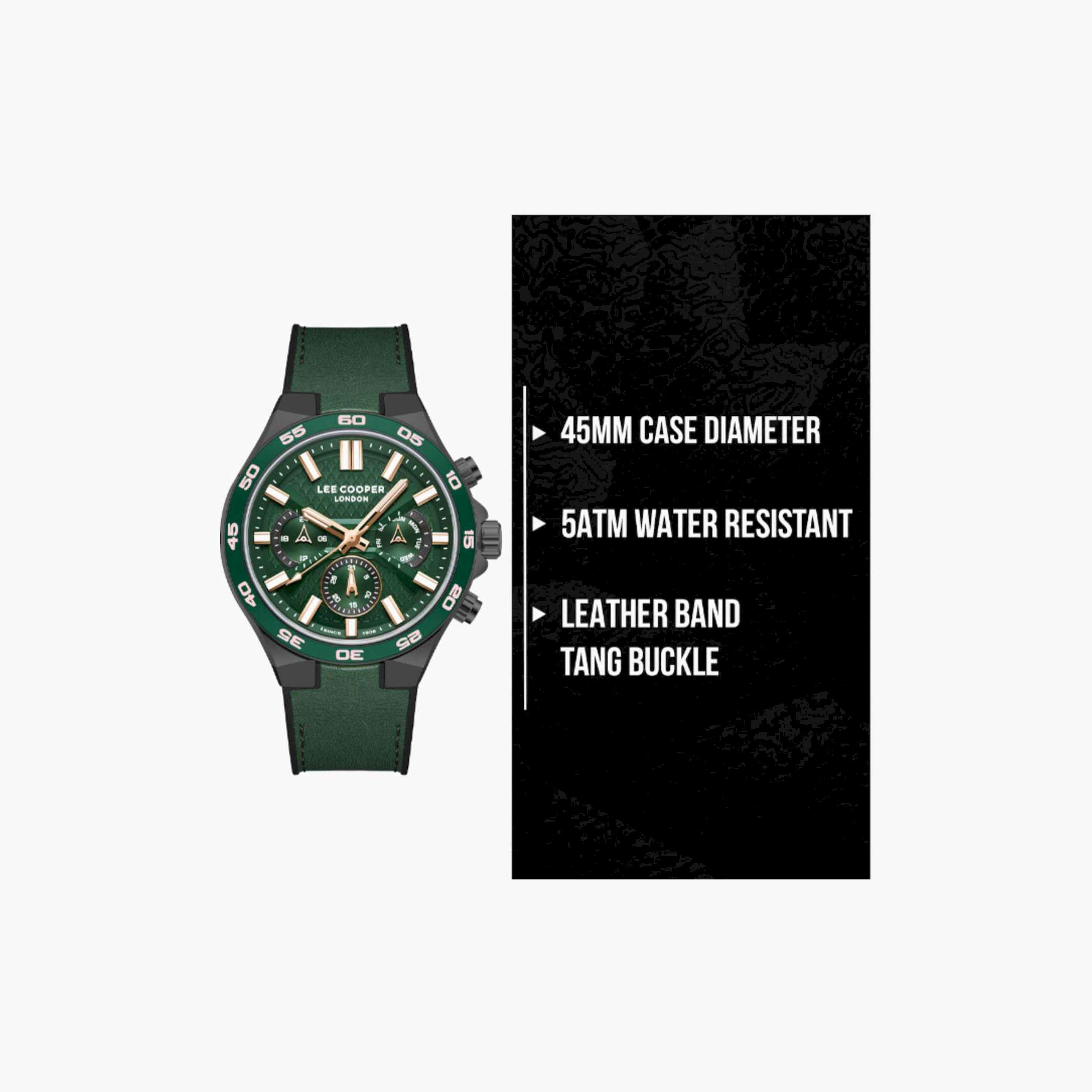 لي كوبر- ساعة رجالية كرونوغراف جلدية لون أخضر  45مم | LC08066.077-men-watchesandjewellery-watches-image-10